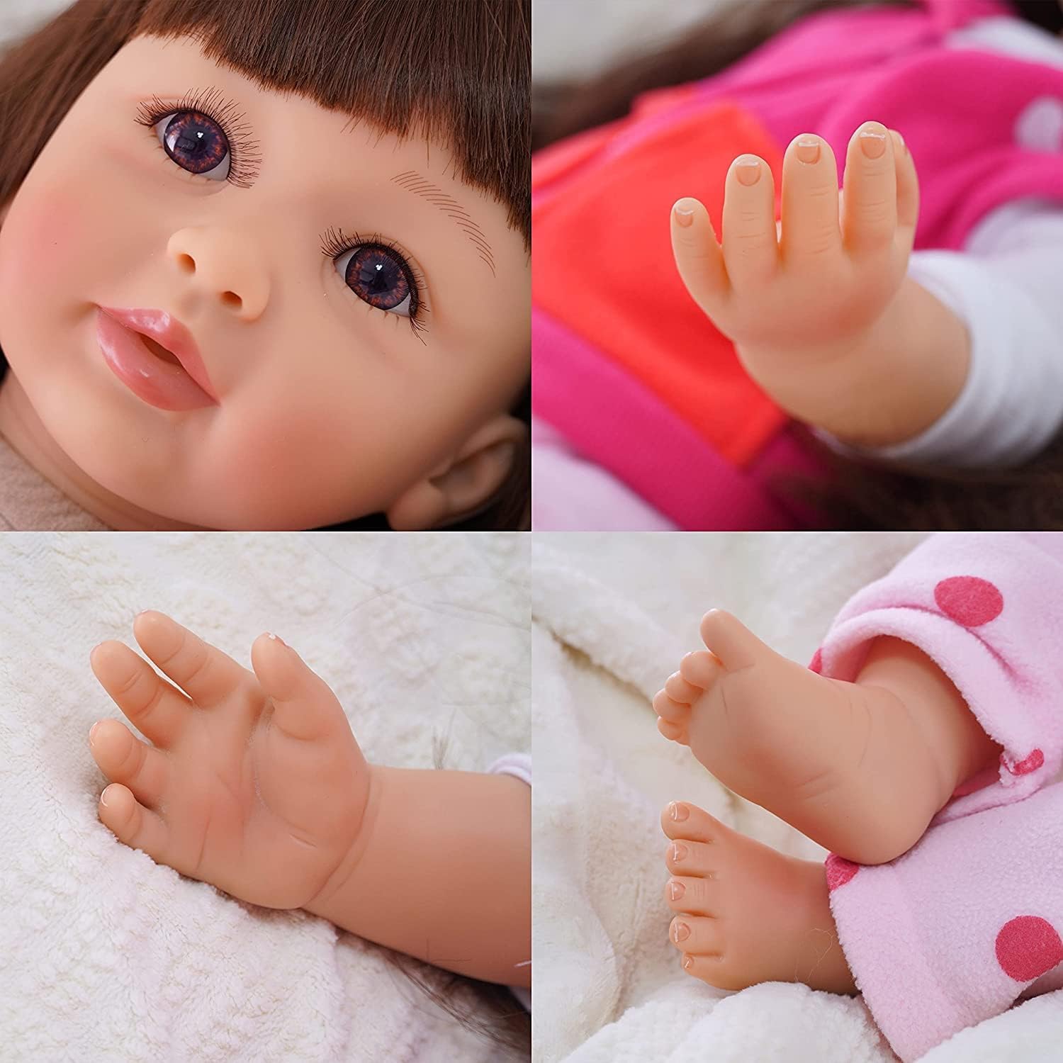 MOHAIR Reborn Puppen Lebensecht 24 Zoll 60cm Weiches Silikon Vinyl Stoff Körper Realistische Reborn Baby Mädchen Handgefertigt Wie Echtes Newborn Puppe