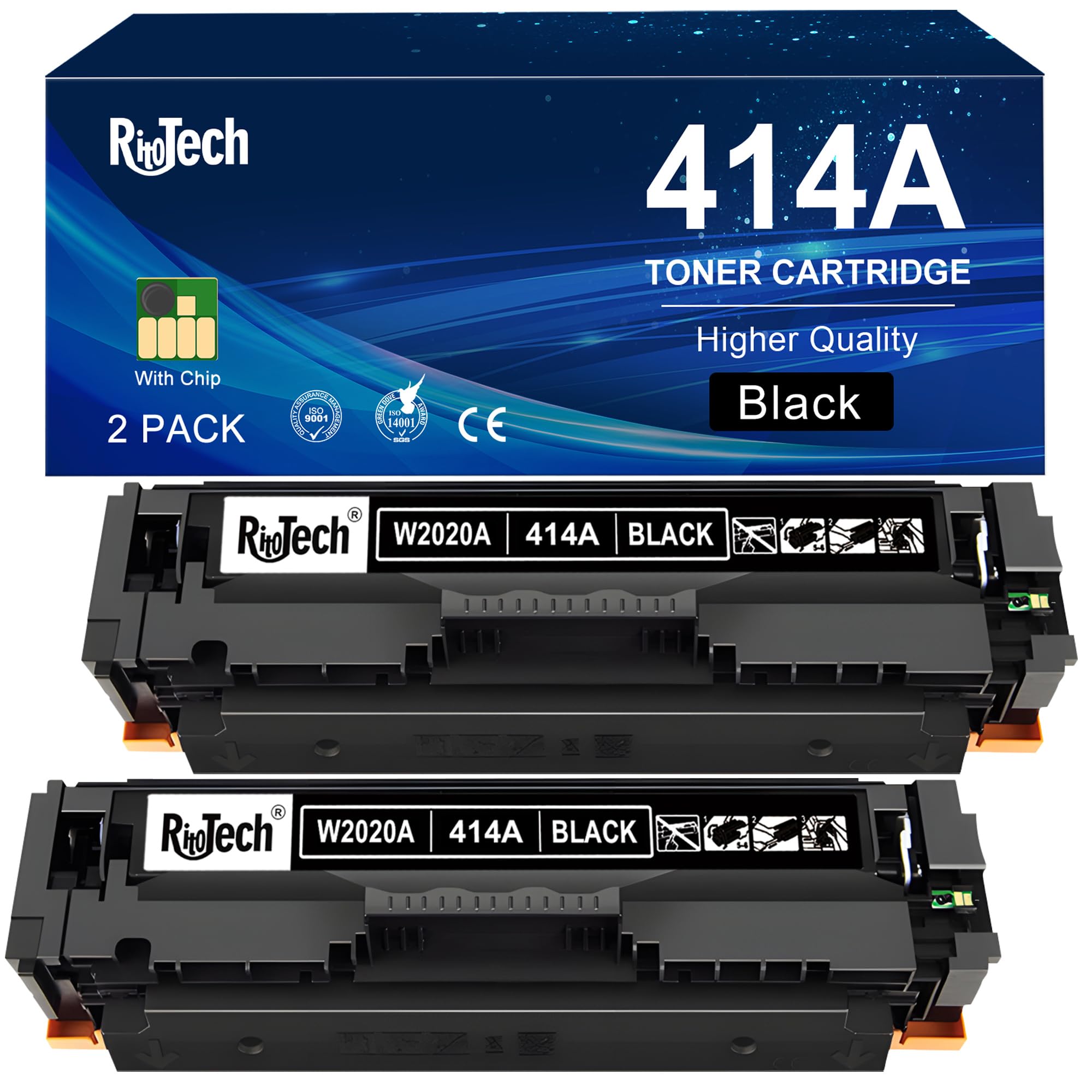 414A 414X Black Toner Cartridge - with Chip Replacement for HP 414A 414X W2020A,for HP Color LaserJet Pro MFP M479fdw M479fdn M479fdw M454dw M454dn