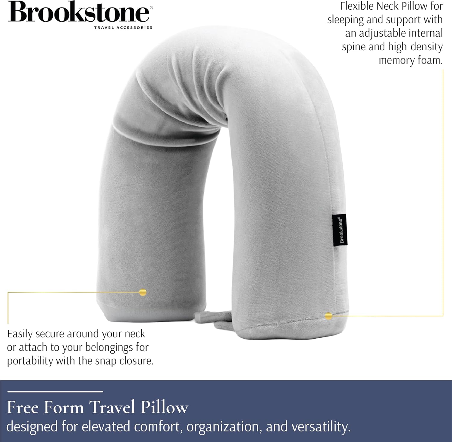 Brookstone Free Form Travel Pillow – Lightweight Flexible