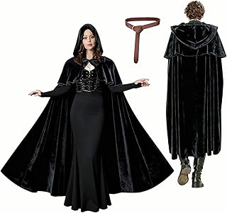 Renaissance Hooded Cape Medieval Cloak Women Men Hobbit Halloween Costume