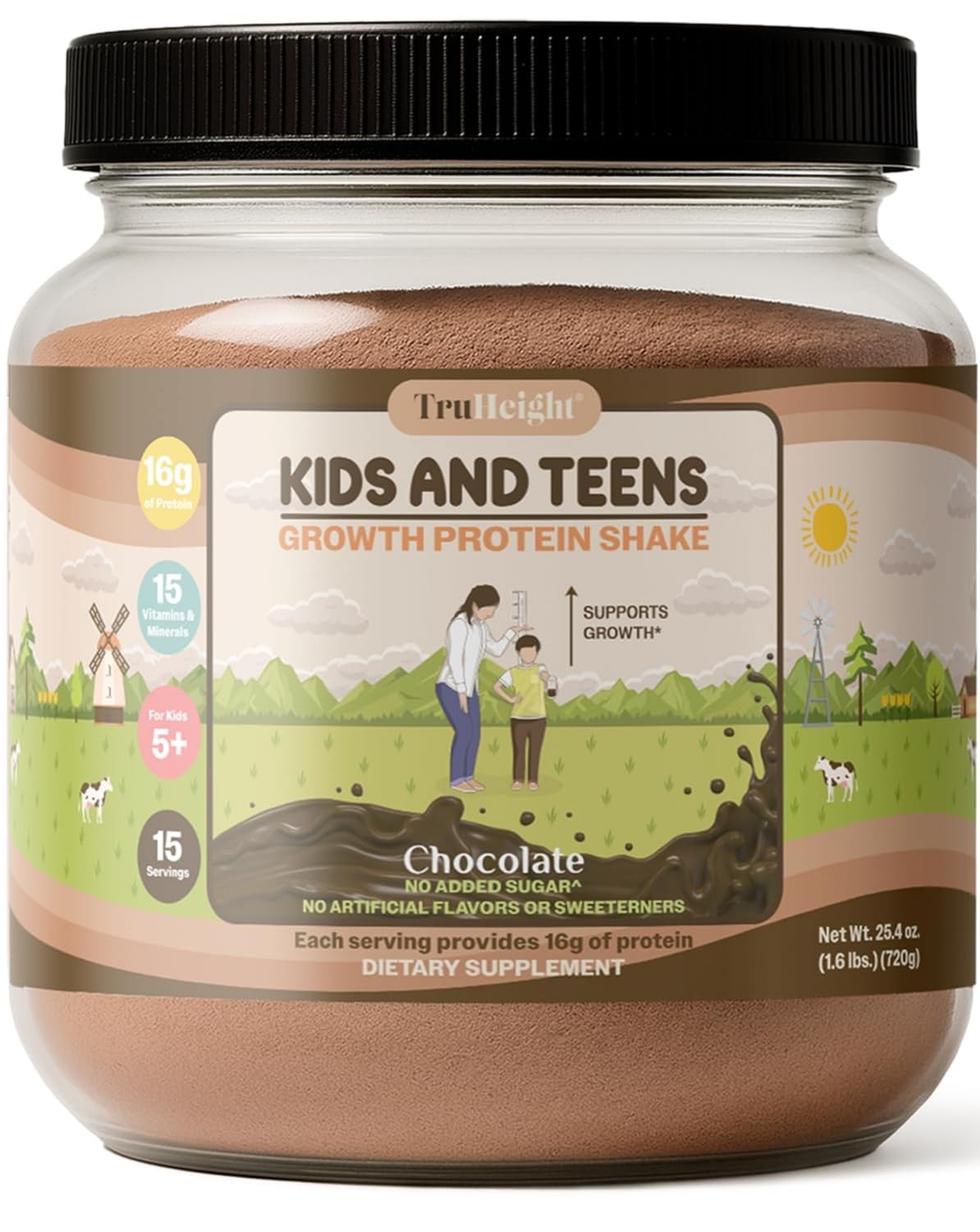 Growth Protein Shake Ages 3+ (Chocolate) - Clinically Proven Nutrients, Vitamins, & Minerals Developed by Pediatricians - Immune Support for Kids, NonGMO, Gluten-Free, Protein Powder Snacks