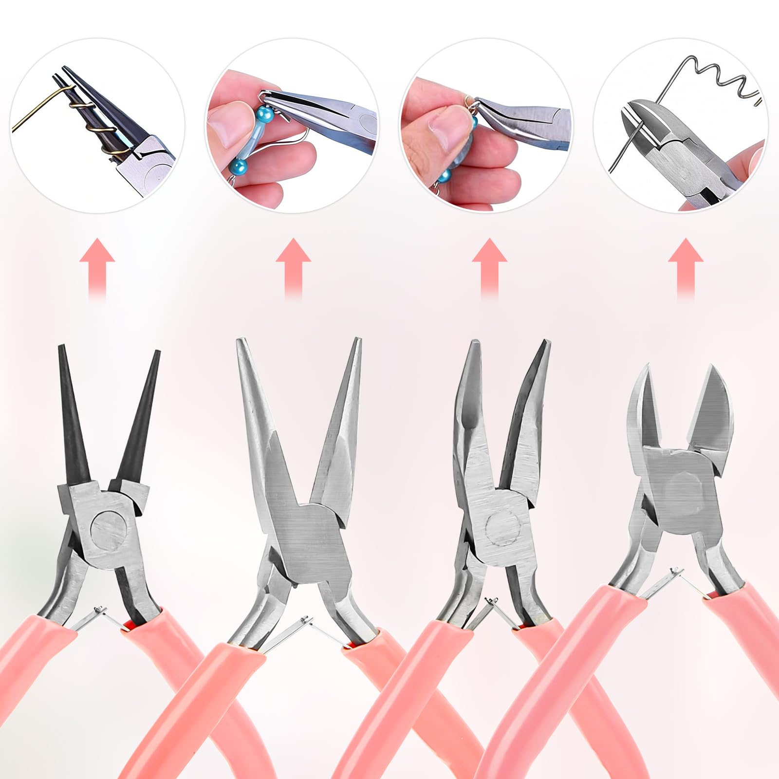Set di pinze per gioielli, set di utensili per gioielli con pinza per aghi, pinza per catena, tagliafili, ideali per gioielli, creazione di gioielli, gioielli per riparazione e fai da te (set