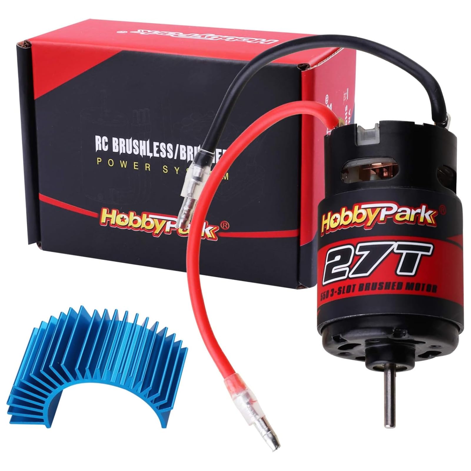 Hobbypark 27T Motor 550 Brushed Motor Electric Engine w/Heatsink for 1/10 RC Crawler Car Traxxas TRX4 TRX6 Axial SCX10 Redcat Gen7 Gen8 RC4WD