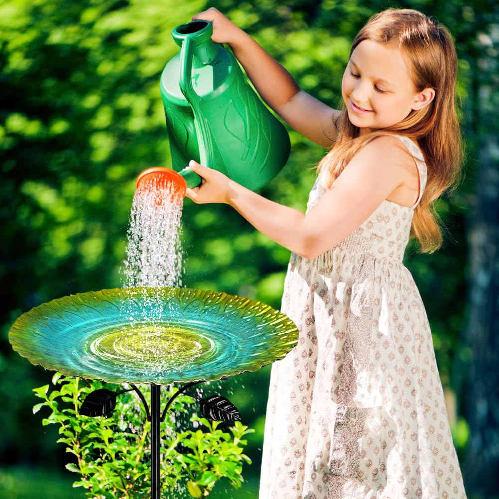 Bain d'oiseaux debout 85 cm fonte résistant au gel vert rétro