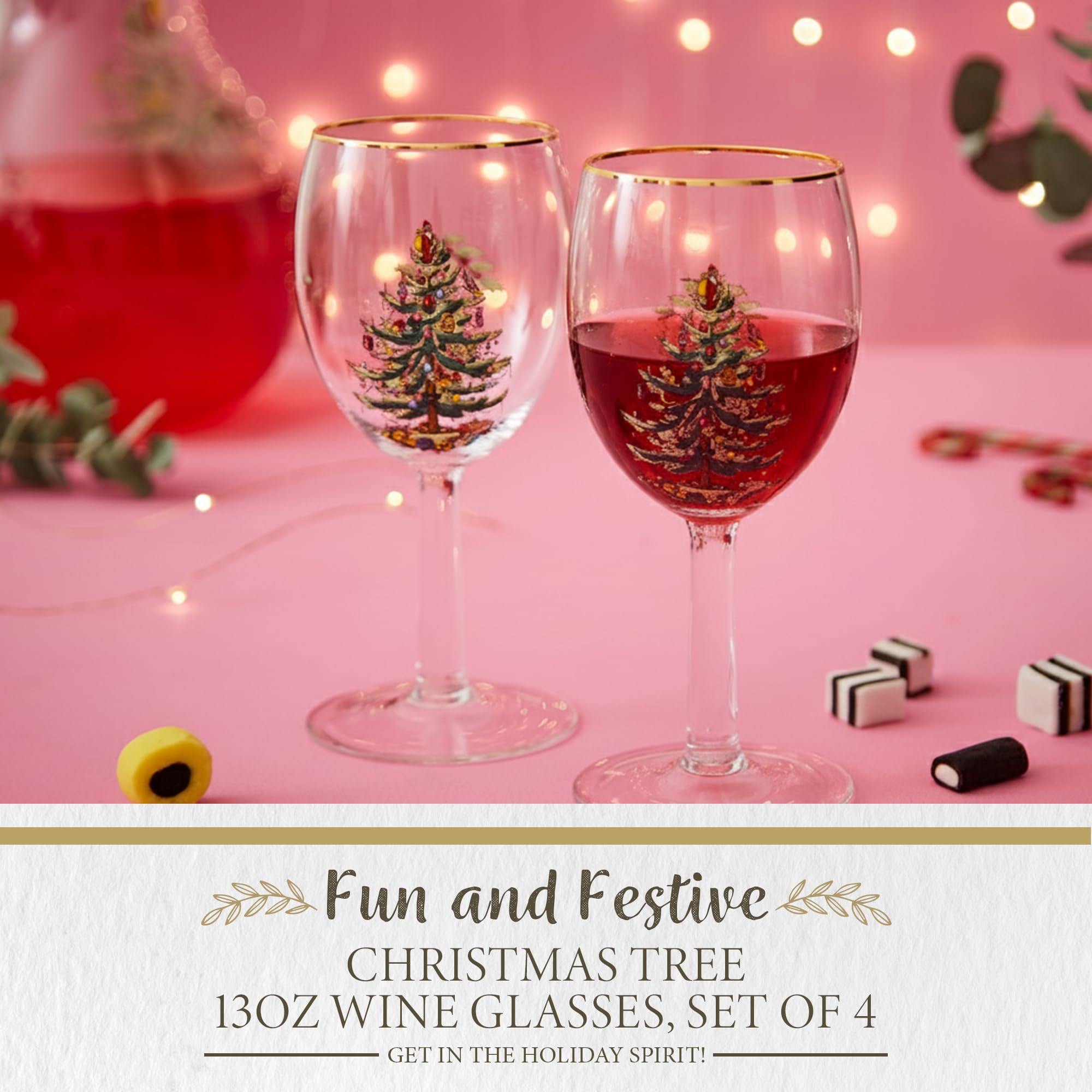 Spode Christmas Tree Wine Goblets - Set of 4 -2 Spode Christmas Tree Wine Goblets - Set of 4 -2