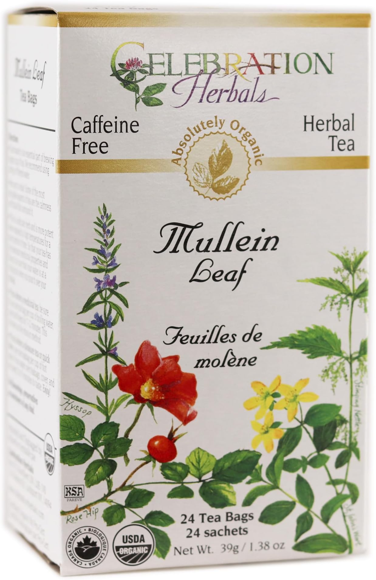 CELEBRATION HERBALS Mullein Leaf Organic 24 Bag, 0.02 Pound