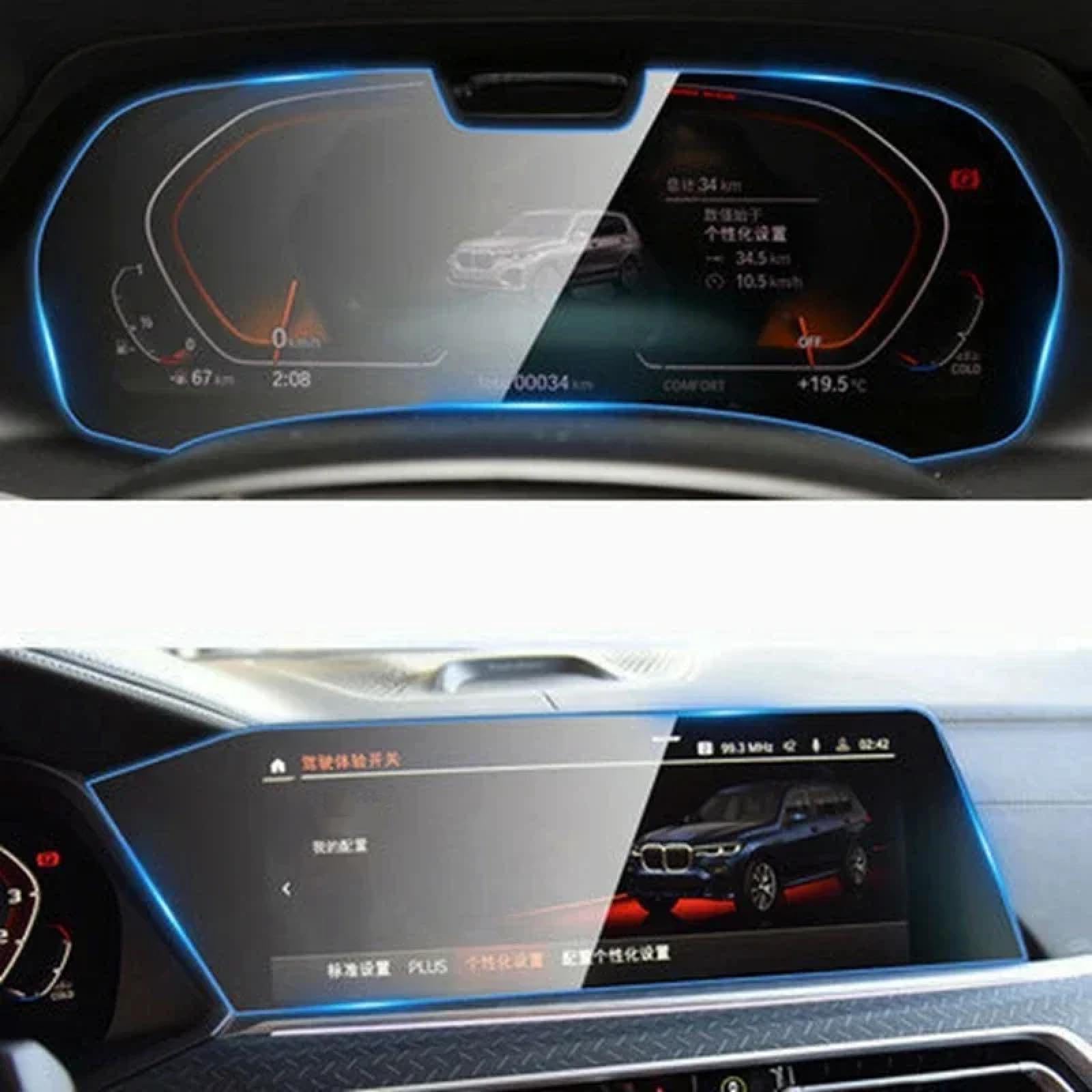 Auto Displayschutzfolie für BMW X5 X6 X7 G05 G06 G07 2019-2022, Navigations- und Armaturenbrett-Bildschirm HD-Hartglas Anti-Kratz-Folie