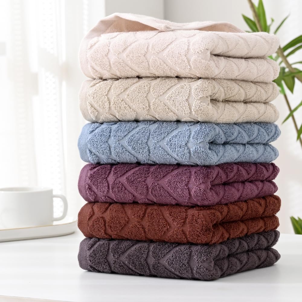 YiLUOMO Full Embossed Hearts Pattern Pink Hand Towel Set of 2 100% Cotton Super Soft Highly Absorbent Decorative Valentines Day Gifts Hand Towels for Bathroom Home 13x 29 Inch - Image 7