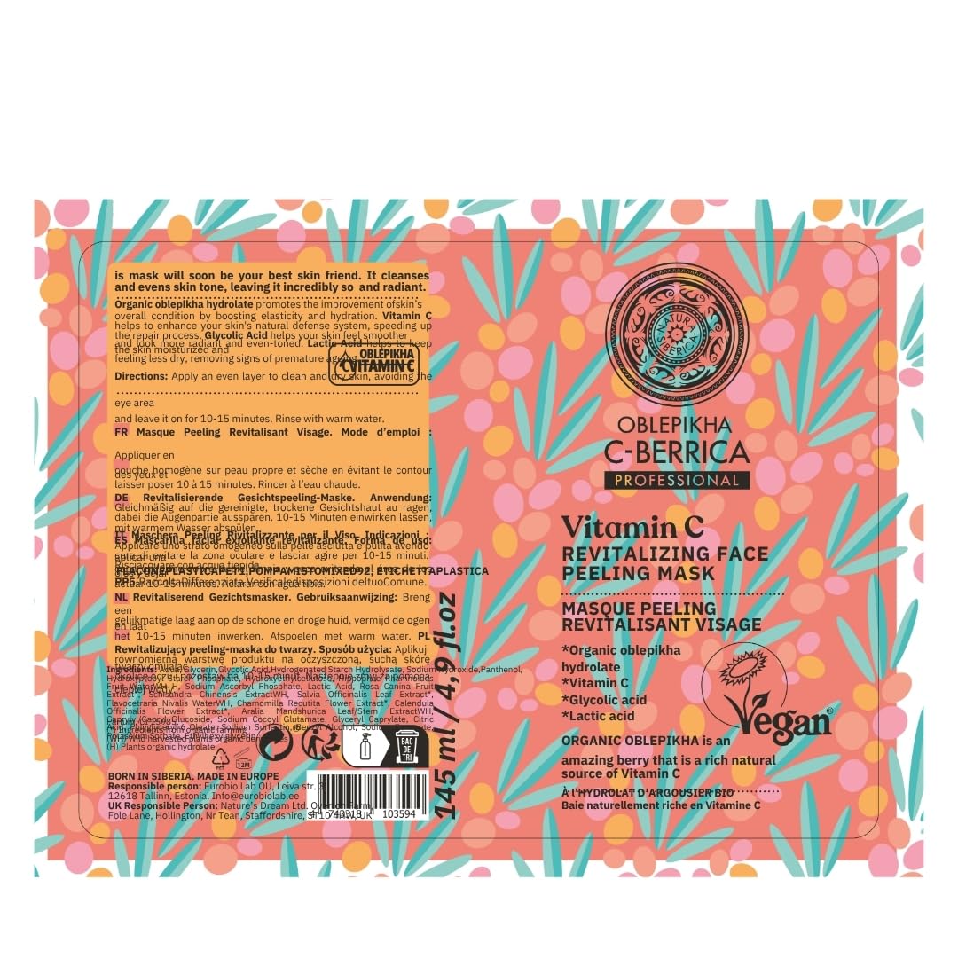 Natura Siberica Revitalizing Facial Exfoliating Mask with Oblepikha and Vitamin C – 150 ml