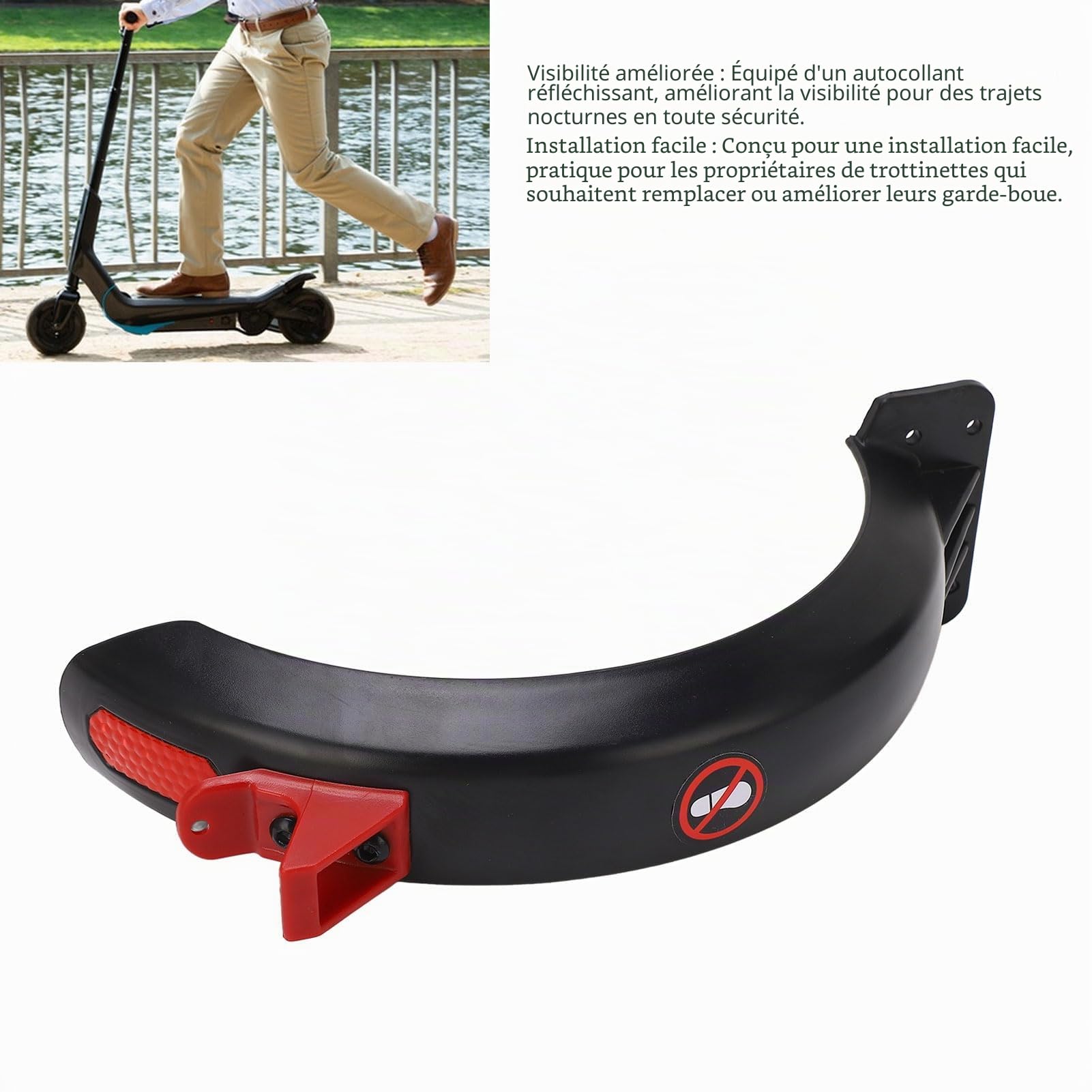 Garde-Boue Arrière Scooter Électrique, protège efficacement boue et projections avec crochet bande réfléchissante Accessoire Scooter Électrique pour usage urbain sportif routier