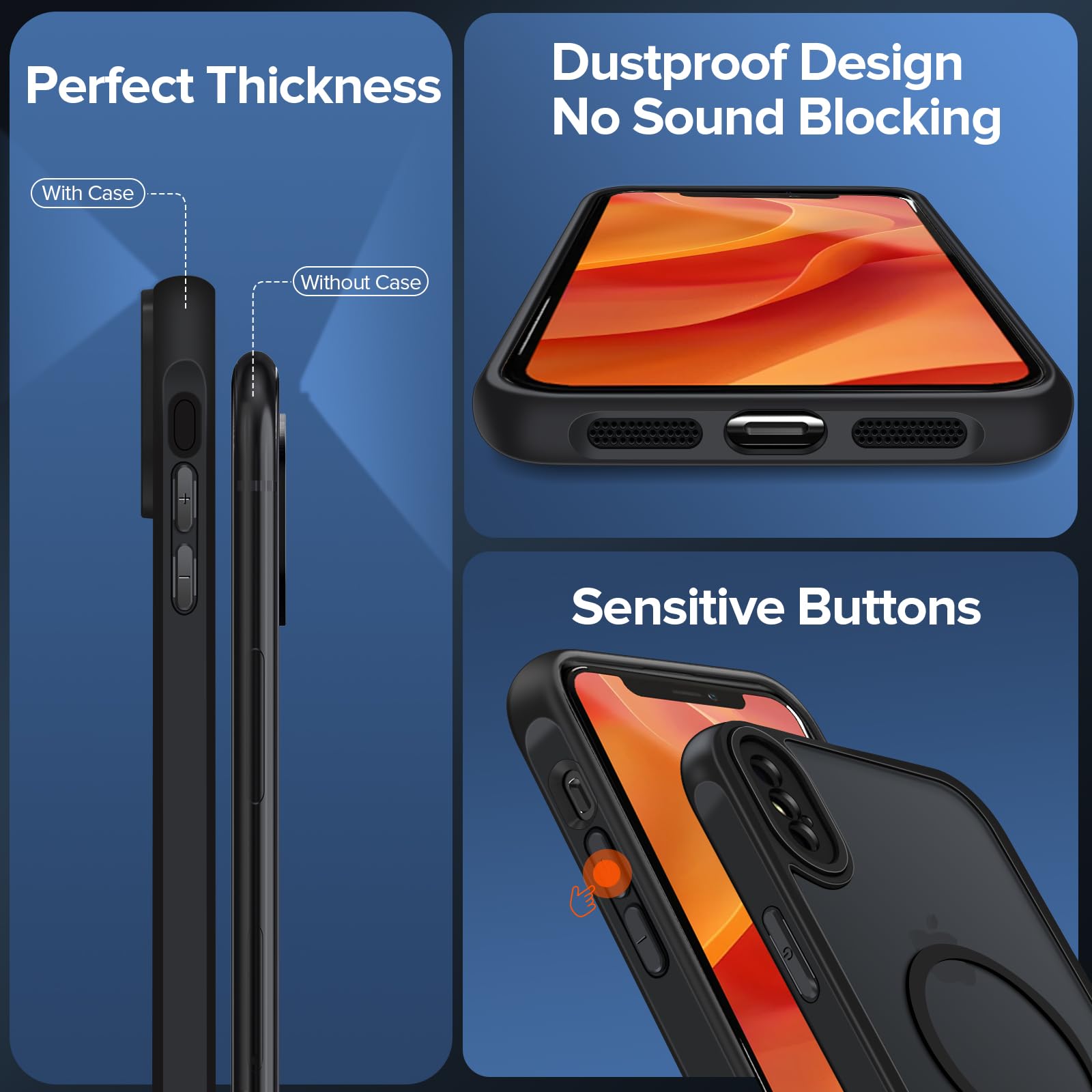 iVoler Magnetyczne etui na telefon iPhone XS Max 6,5 cala, [kompatybilne z MagSafe] [Ochrona przed wstrząsami klasy wojskowej] Półprzezroczyste matowe tylne cienkie silikonowe etui ochronne