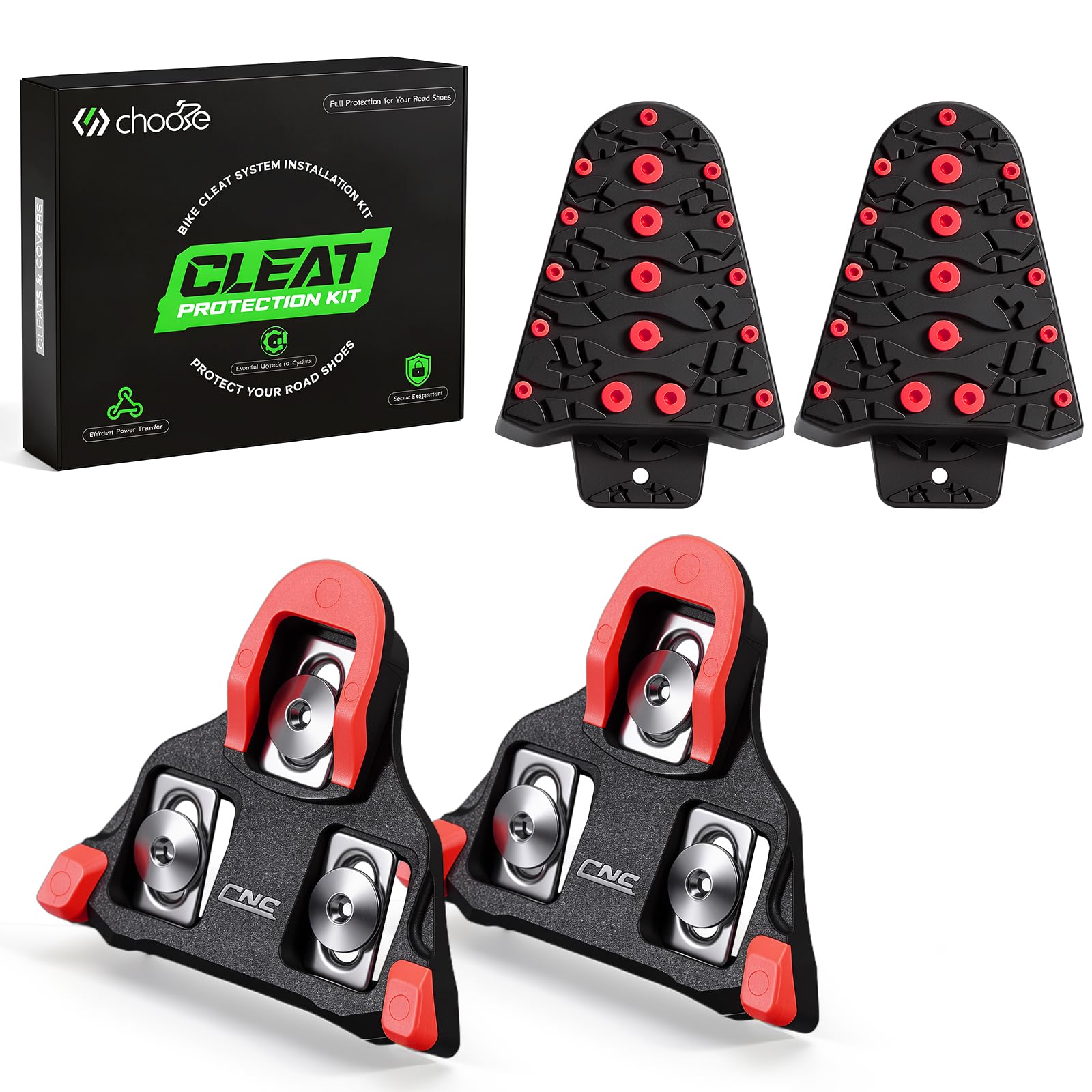 Chooee Road Bike Pedal Cover, Cycling Shoes Cleat Cover Shimano SPD-SL SM-SH10/SH11/SH12, Bike Cleats Covers Kit for SPD-SL Bicycle Pedal Cleats Red/Yellow/Blue