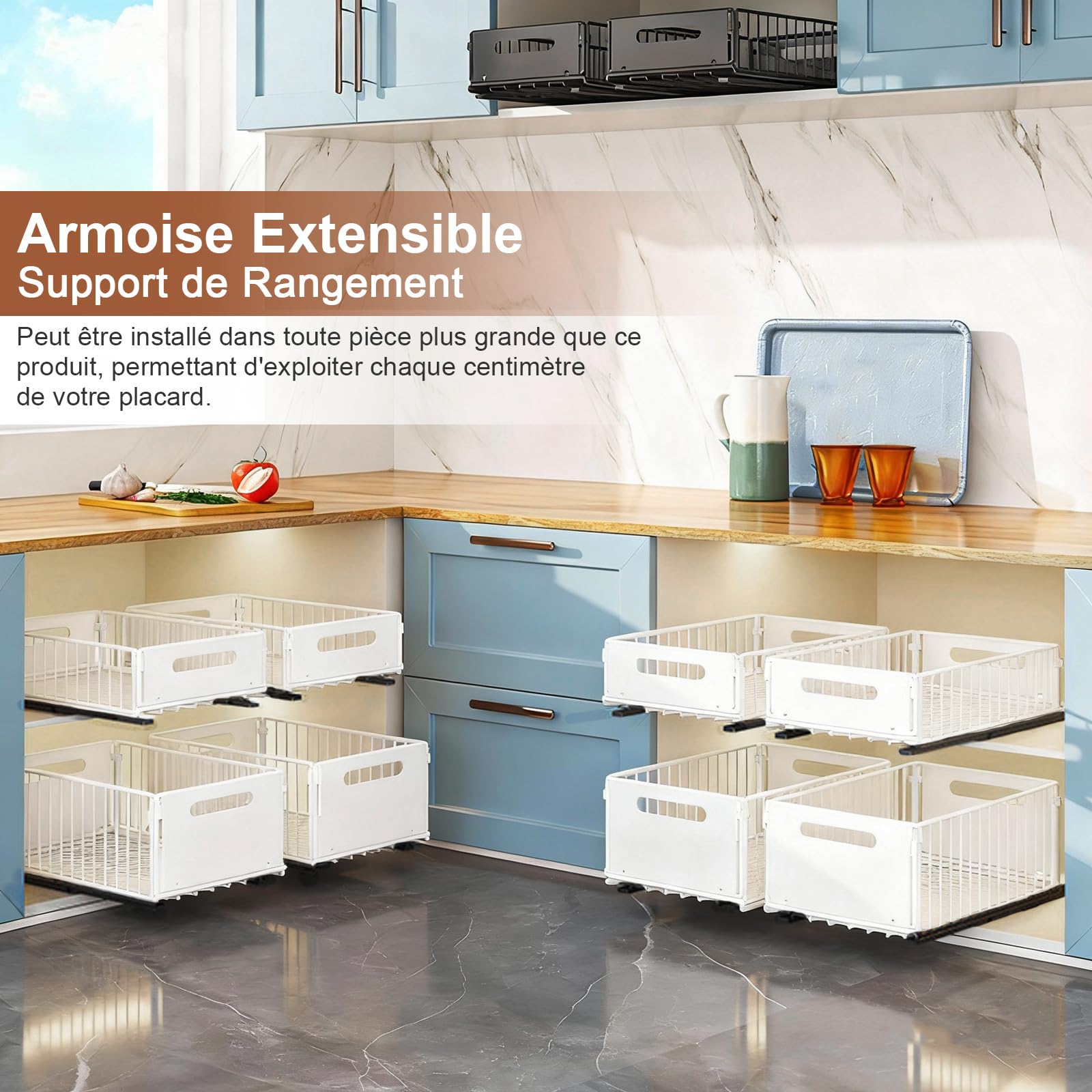 Organizzatore per armadio allungabile pieghevole (4 grandi)