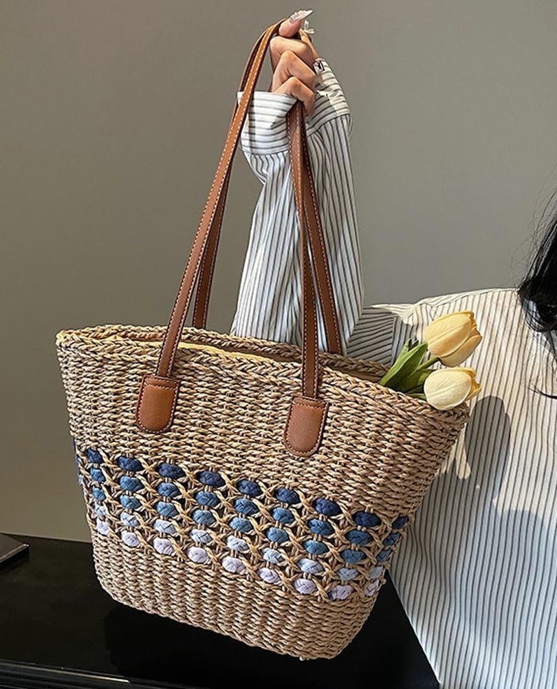 Women’s Tote Bag Straw Beach Shoulder Handbag Fashion Purse 2026 Summer Vacation Travel Woven Top Handle Bag - Image 2