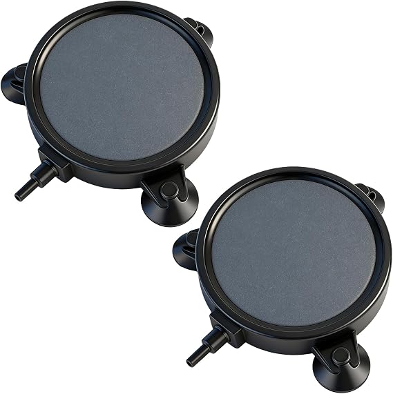 Zihvfzu 2PCS 4 Aquarium Air Stone Disc with 3 Suction Cups, Bubble Diffuser for Fish Tanks, Water Tanks & Hydroponic Systems