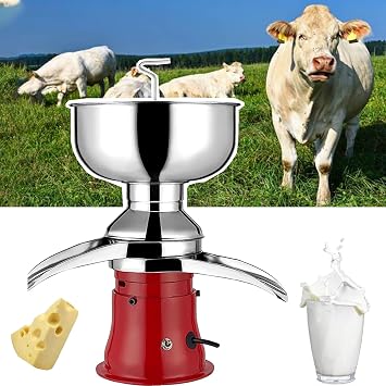 Electric Milk Cream Centrifugal Separator, 10500RPM High Speed Stainless Steel Cream Separator, 5L Commercial Milkshake Separator, Detachable Centrifuge Separator for Goat Cow