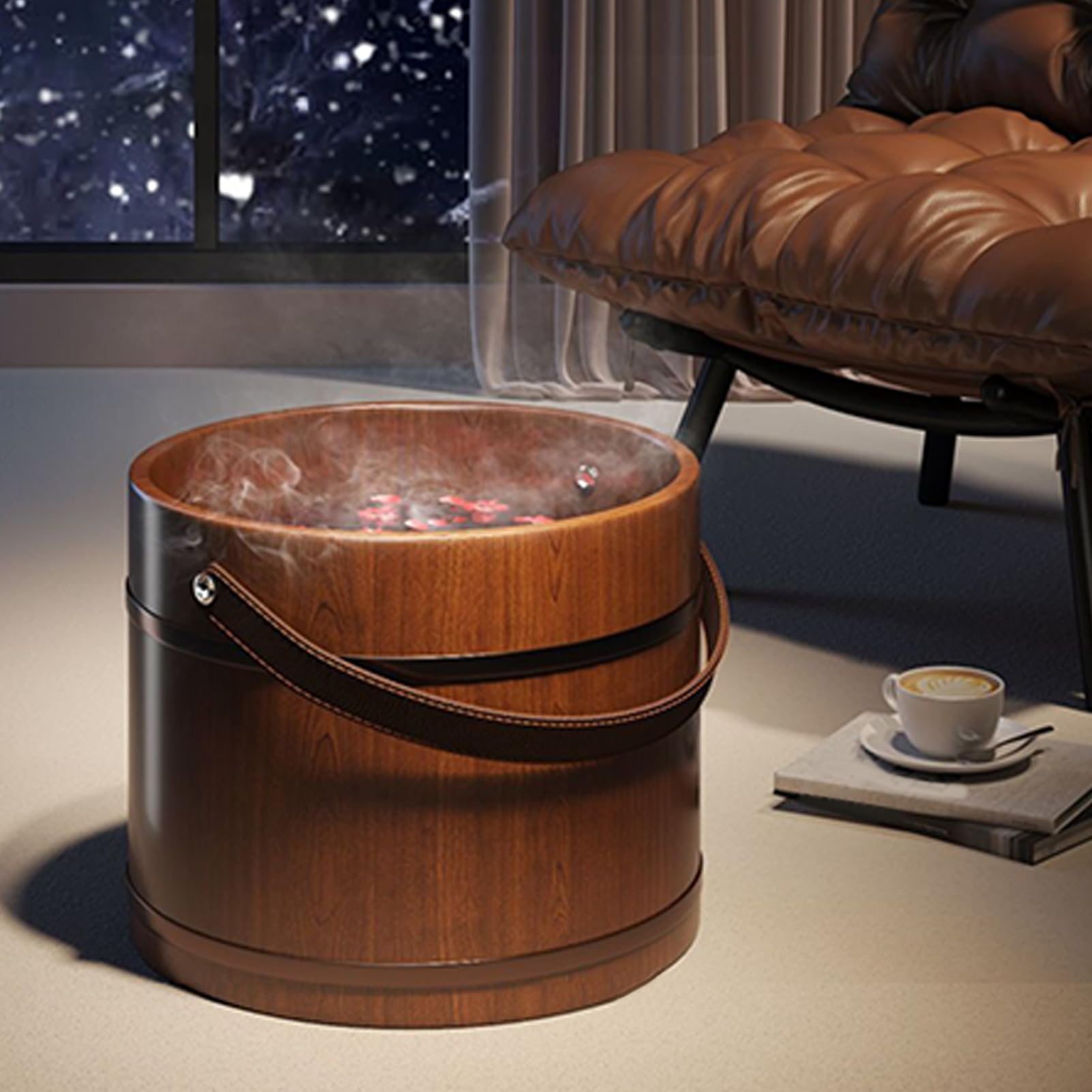 Holz Fuß Spa Wanne Natürliche Entspannende Fußbadewanne | Holzwanne für Fußbäder Für Frauen, Männer, Senioren, Vater, Mutter, Papa, Mama