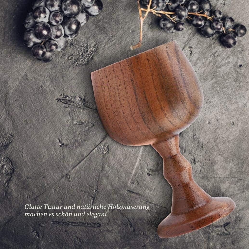 Nikou 150ml Holz Goblet,Holz Weinkelch,Wooden Goblet,für Wein Kaffee Tee Milch Wasser(13x6,5cm,76g)
