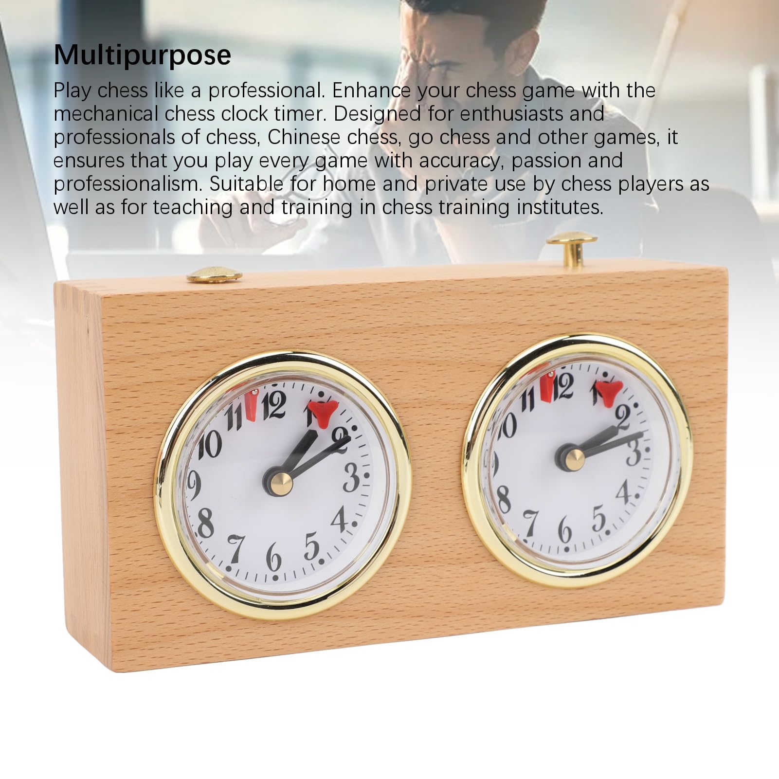 Hidyliu Orologio da Scacchi Meccanico Timer Vintage per Giochi Professionali Uso Domestico ABS Legno Ferro Design Portatile 15,4x5,5x9 Cm