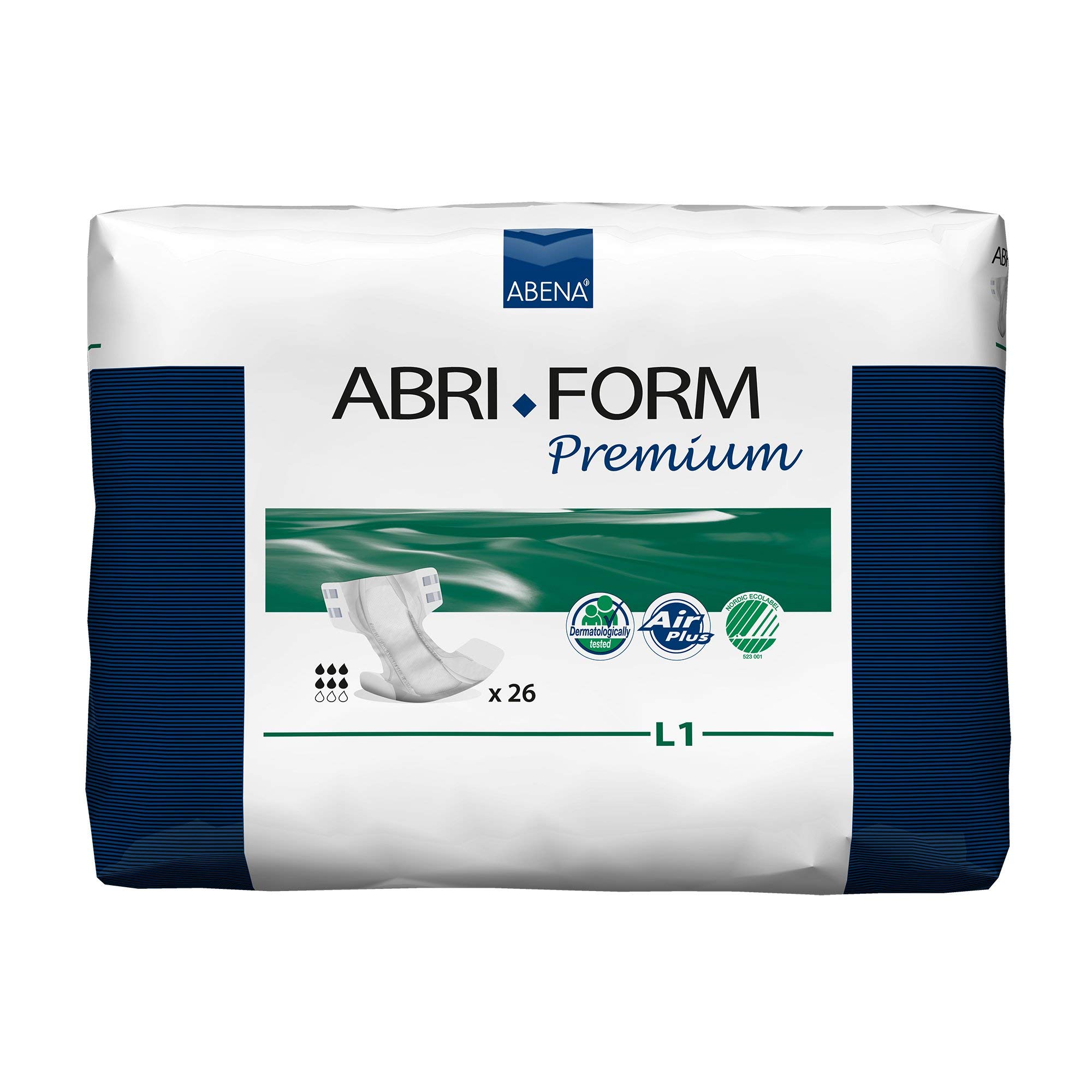 Abri-Form Premium All-In-One Incontinence Pads For Men & Women, Eco-Labelled Womens Incontinence Pads, Mens Incontinence Pads, Large 1, 100-150cm Waist, 2500ml Absorbency, 26PK
