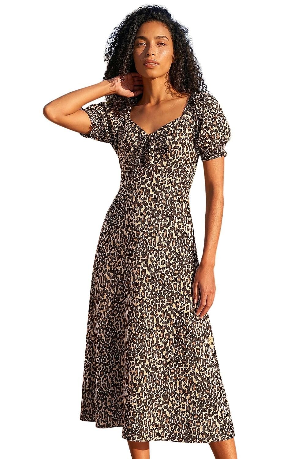 Roman Women's Brown Animal Print Ruched Dress In | : Size 16