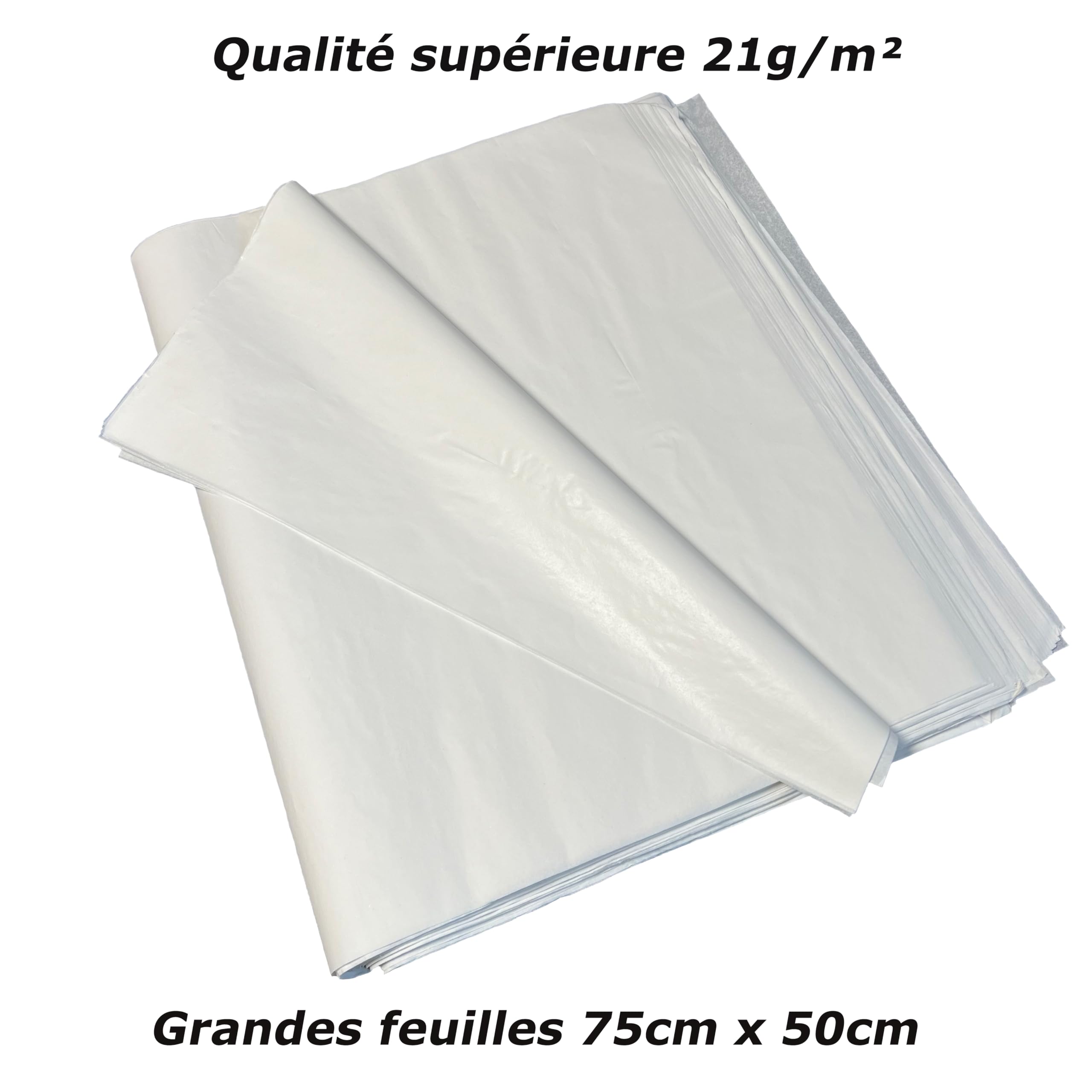 JECO - Lot de 500 feuilles de papier de soie blanc 50 x 75 cm, sans acide, qualité supérieure 21g/m², mousseline, pour loisirs créatifs, décoration, DIY, Emballage fleurs, Vinted