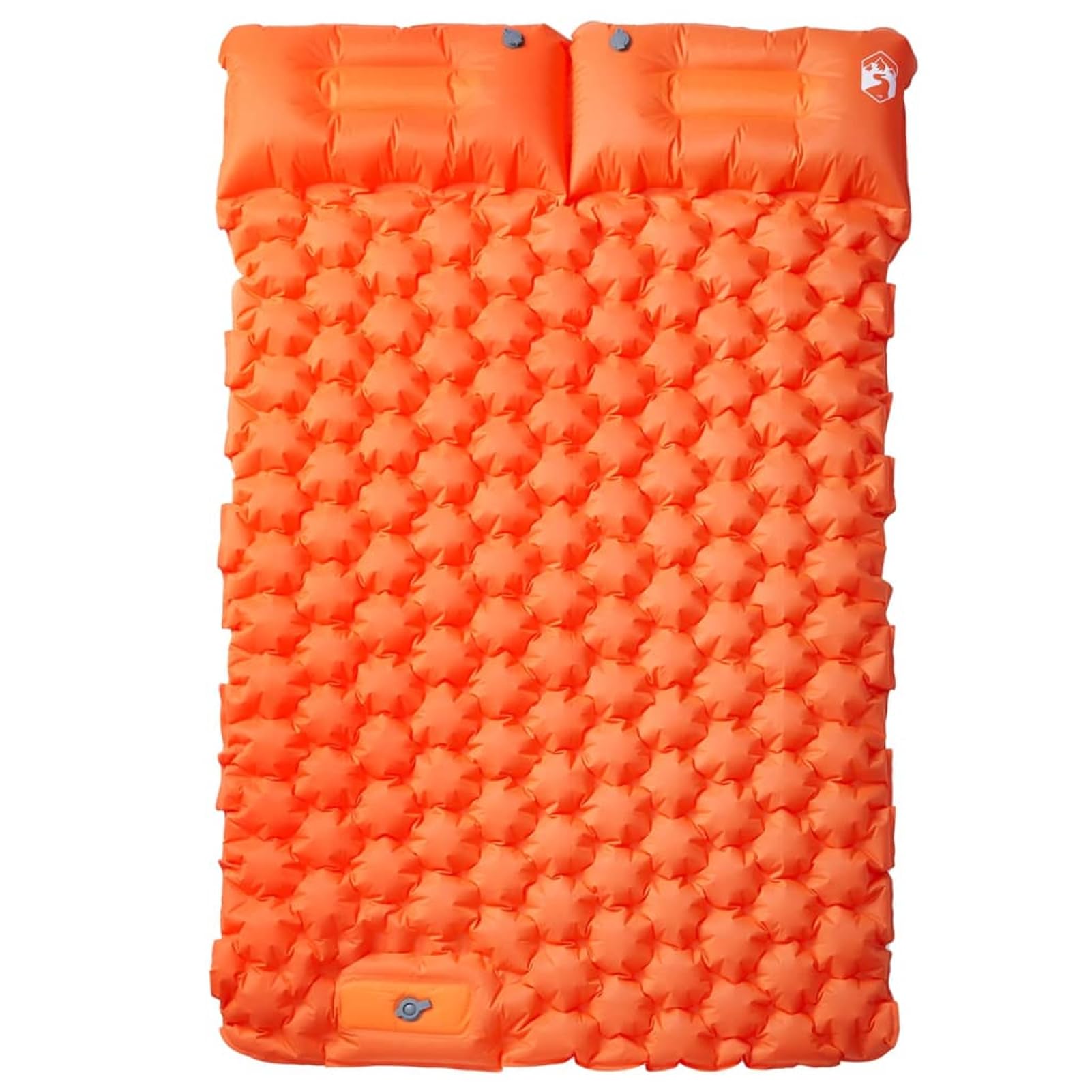 Selbstaufblasende Isomatte für 2 Personen, Camping-Luftmatratze aus 40D-Nylon mit TPU-Beschichtung, Orange, 195 x 130 x 8,5 cm, inklusive Fußpumpe und Tragetasche, ideal für Camping, Reisen und