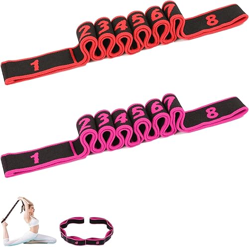 Bandas de resistencia de fitness con asas, banda de resistencia elástica numérica con marcas claras, bandas elásticas ajustables de 8 secciones,
