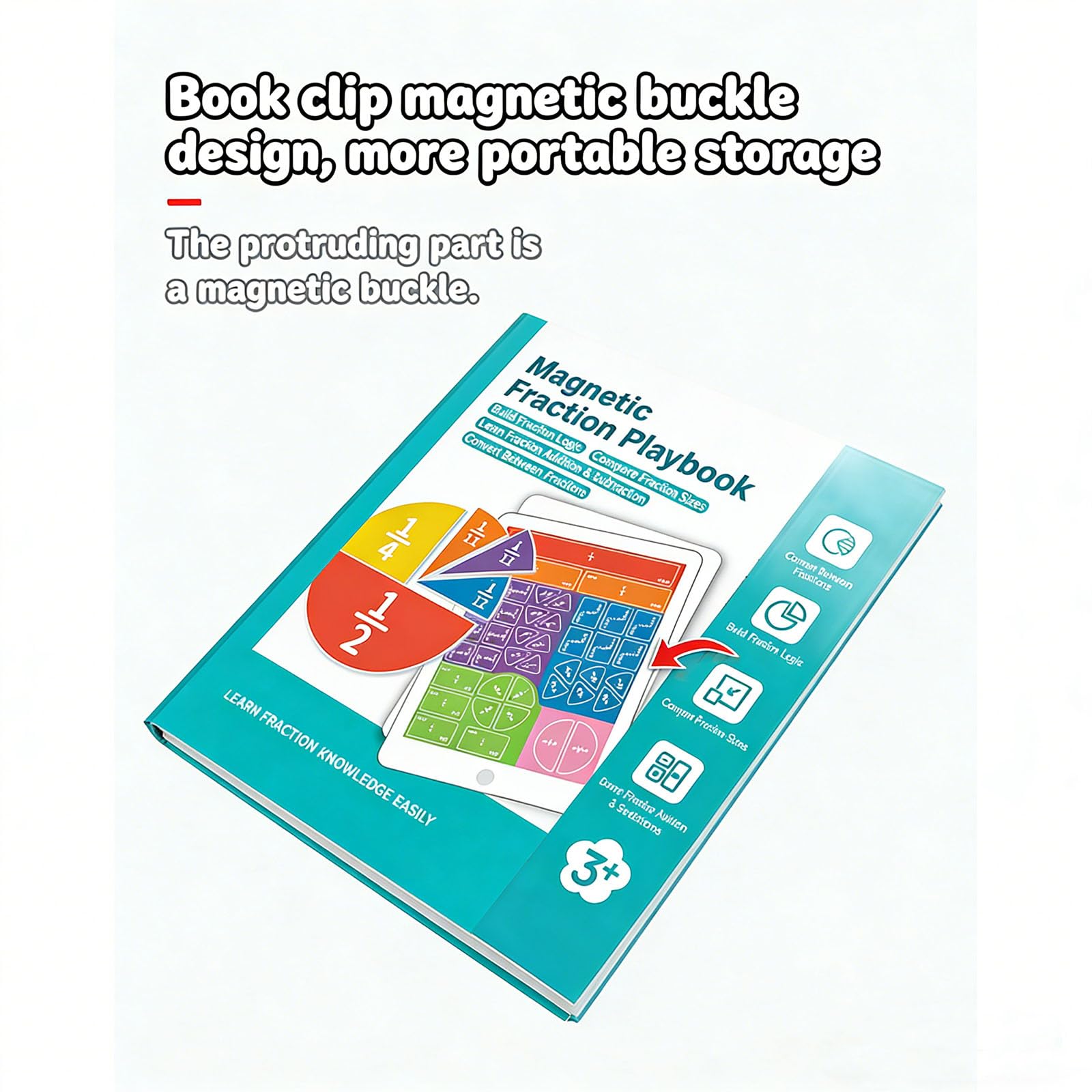 Generisch Ayuda de aprendizaje para cálculo de fracciones, libro de demostración magnético de fracciones, rompecabezas de aprendizaje interactivo y actividades, juego de círculos de fracción para