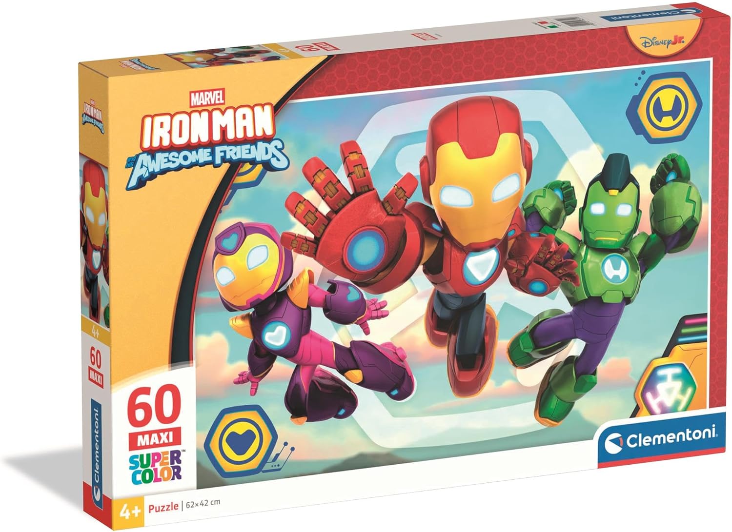 Clementoni – Children's puzzle Iron Man and his incredible friends Maxi 60 pieces – from 4 years – Superhero board game – gift idea