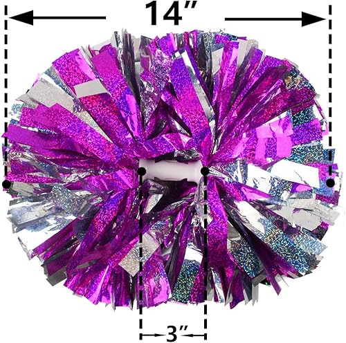Miniatura 149 de Hooshing - Paquete de 2 pompones de animadora con mango tipo bastón, pompones para espíritu de equipo, deportes, bailes, animación, para niños