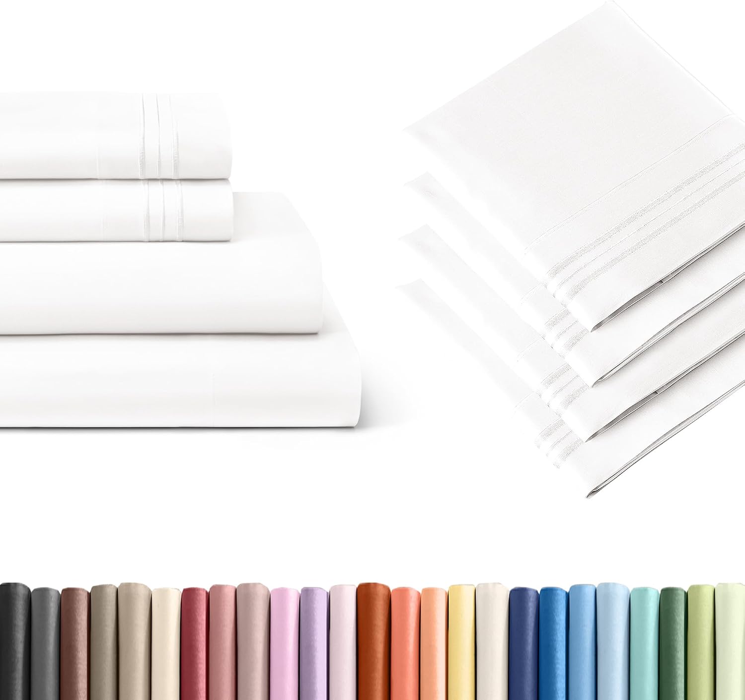 Antique White 4-Piece Sheet Set & Pillowcase Bedding Bundle (Queen Size) - Complete Queen Sheet Set & 4 Pillowcases w/Deep Pockets up to 16 inches - Hotel Luxury Quality - Soft, Breathable & Cooling