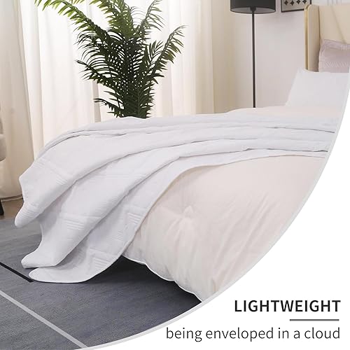 Miniatura 8 de Juego de ropa de cama de 3 piezas, tamaño Queen, color blanco, colcha ligera y suave, manta acolchada de microfibra para todas las estaciones,