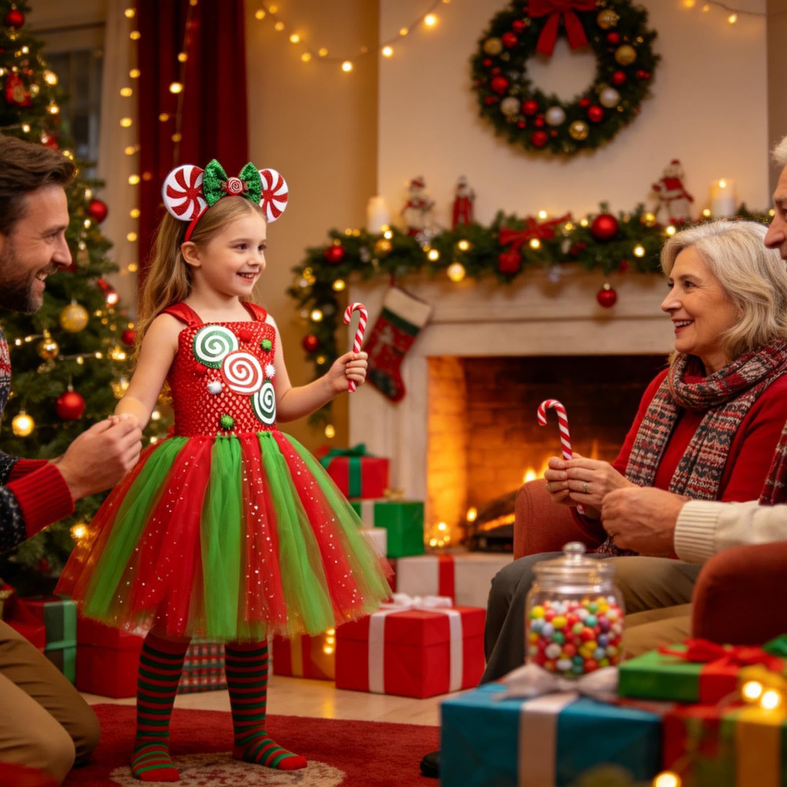 Generico Vestito tutù di Natale per bambina Gonna da Festa e Travestimento