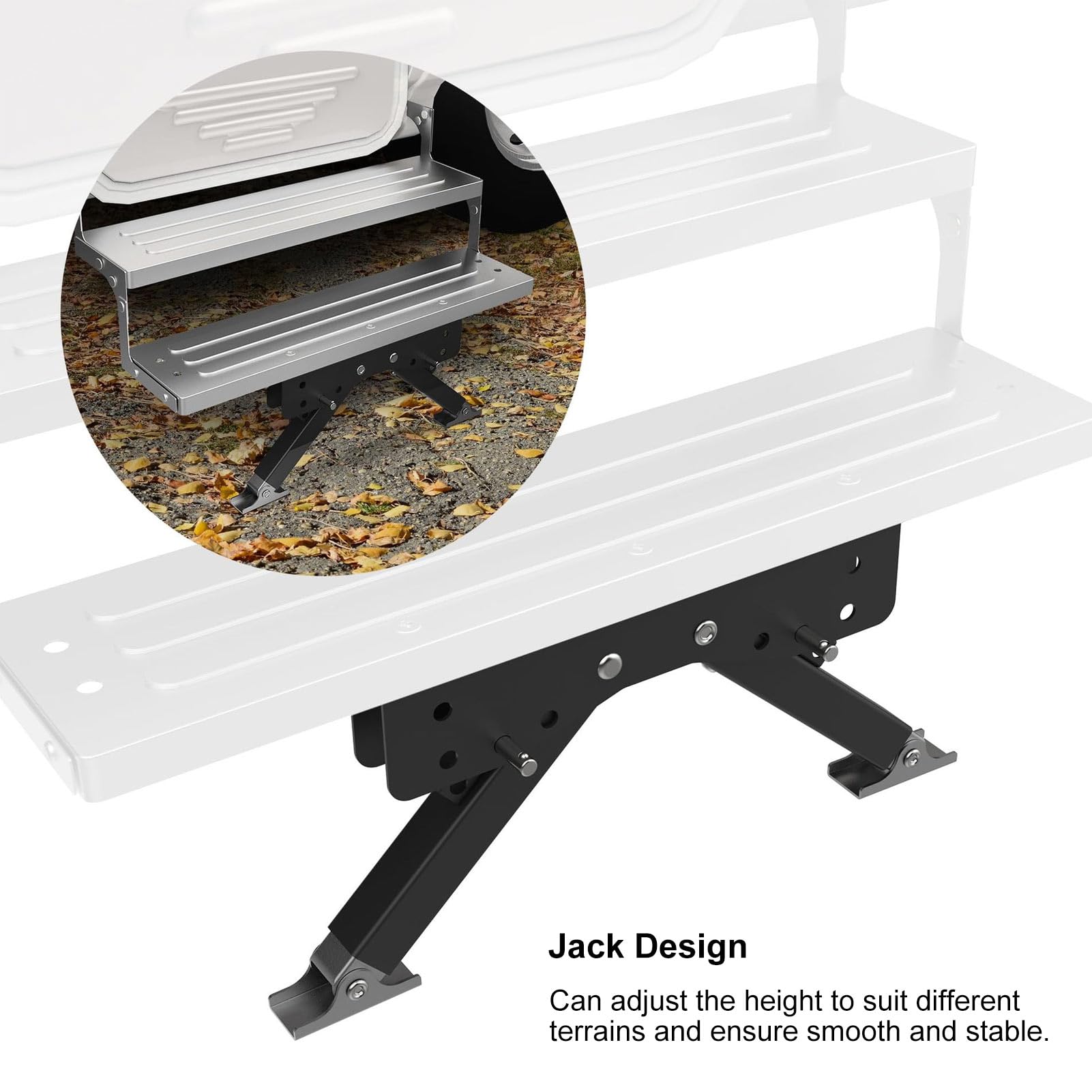 Estabilizador de escalones para RV, resistente, plegable, de acero, estabilizador de altura ajustable para caravana, camping, viajes, uso al aire libre