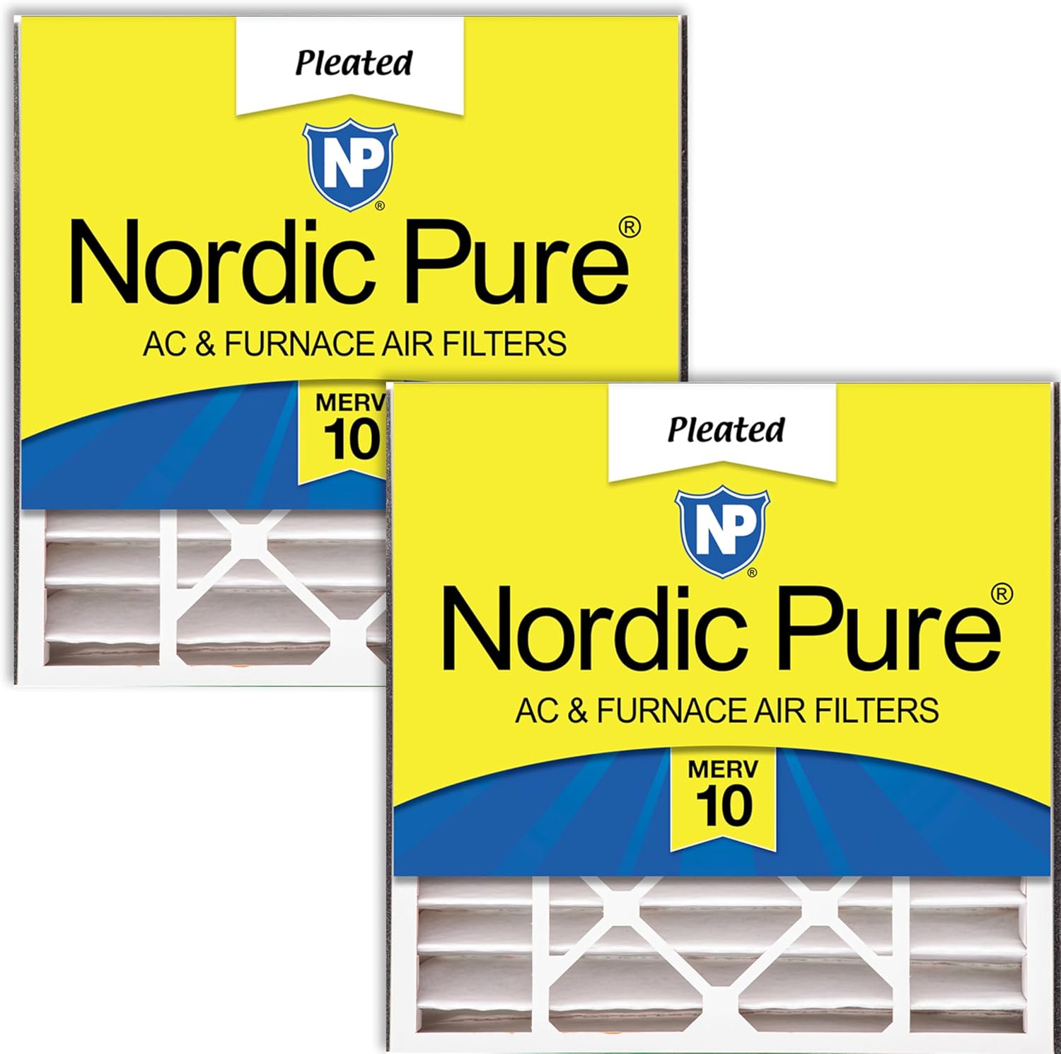 Nordic Pure 20x20x5 (Actual Size: 19 11/16 x 20 11/16 x 4 15/16) Air Bear Replacement 255649-103 MERV 10 Air Filters 2 Pack