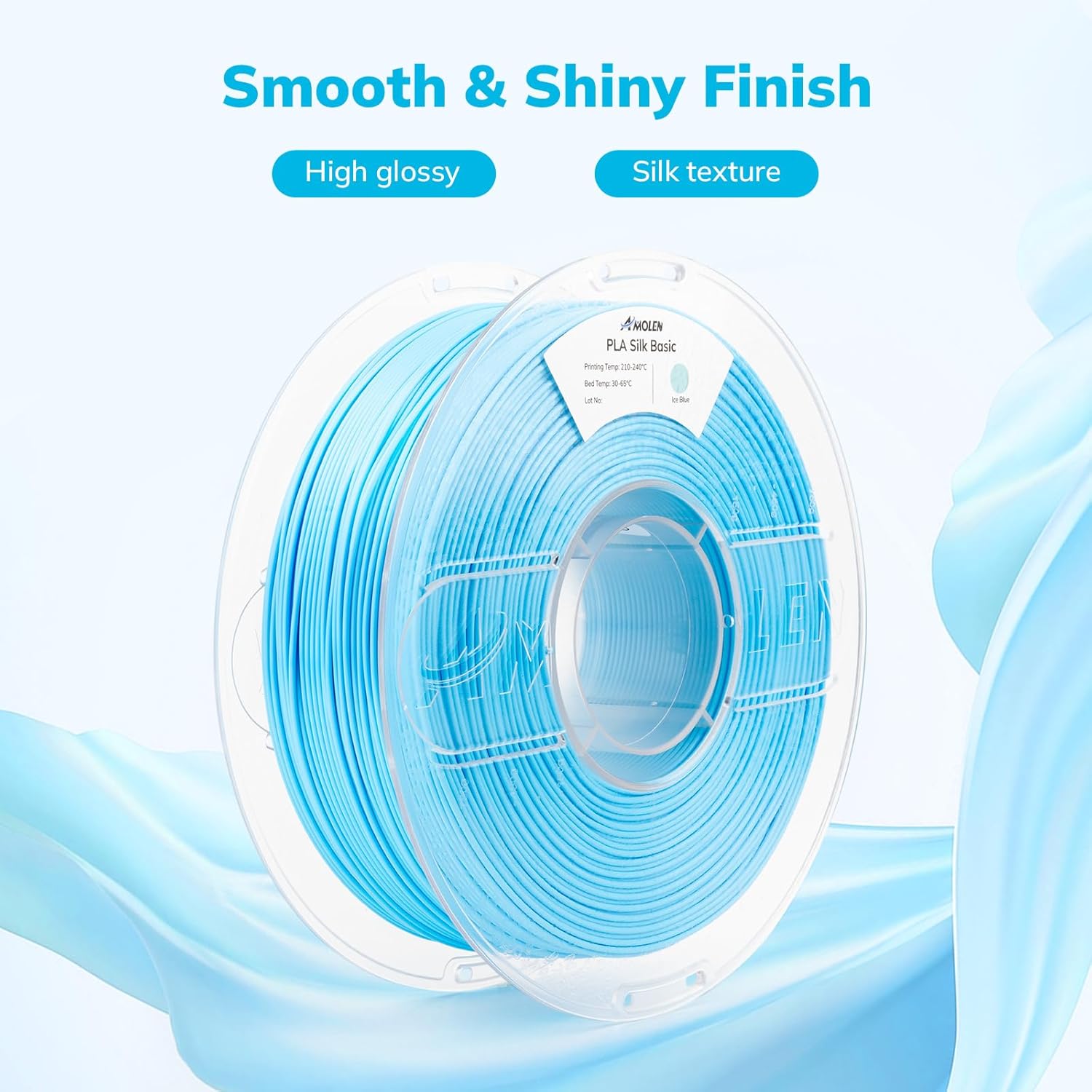AMOLEN Silk PLA 3D Printer Filament, Shiny Ice Blue Silk Pink PLA Filament 1.75mm, High Speed 3D Printing PLA Filament for Most 3D Printer, 1kg Spool(2.2lbs)