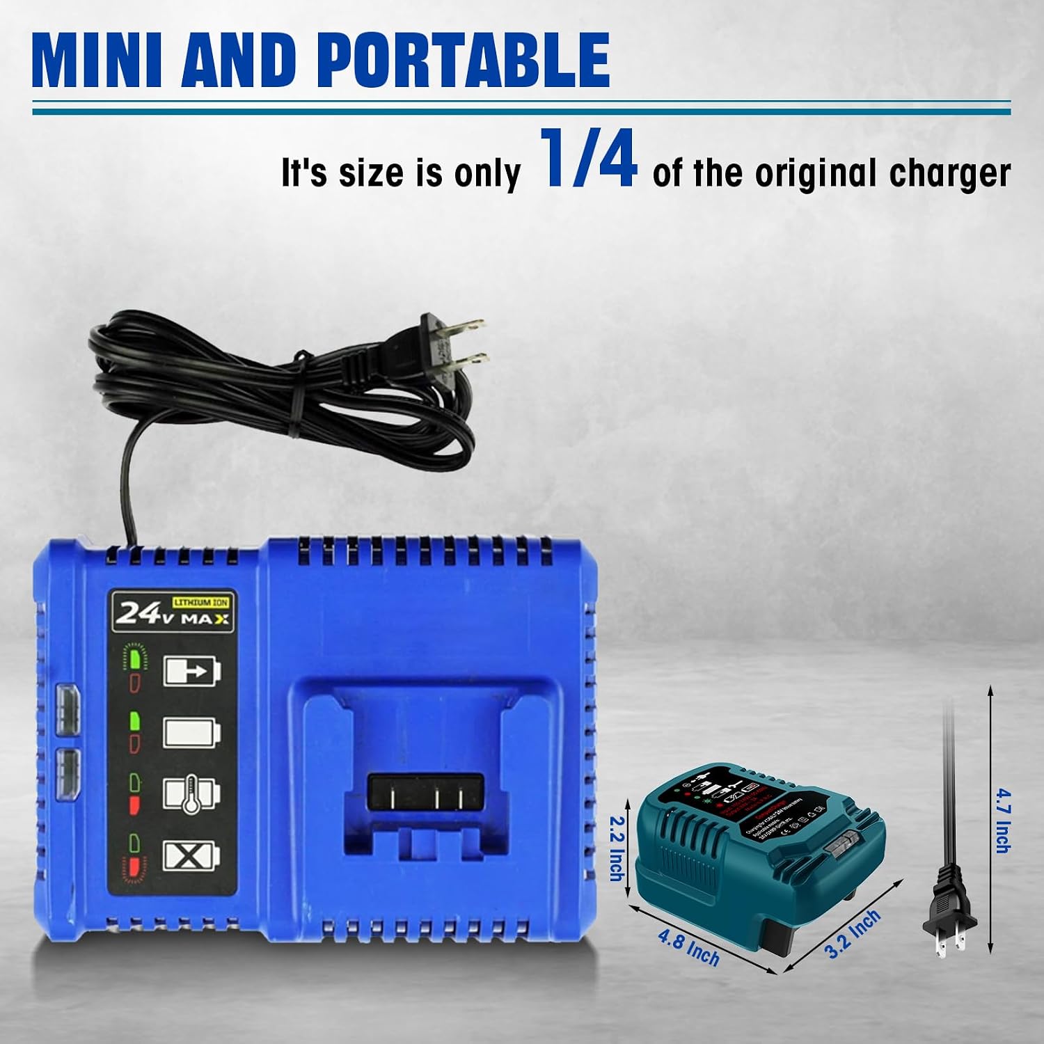 24V 2A Mini Battery Charger for Kobalt 24V Max, 100-240V Universal Input, Smart Fast Charger with Overcharge Protection