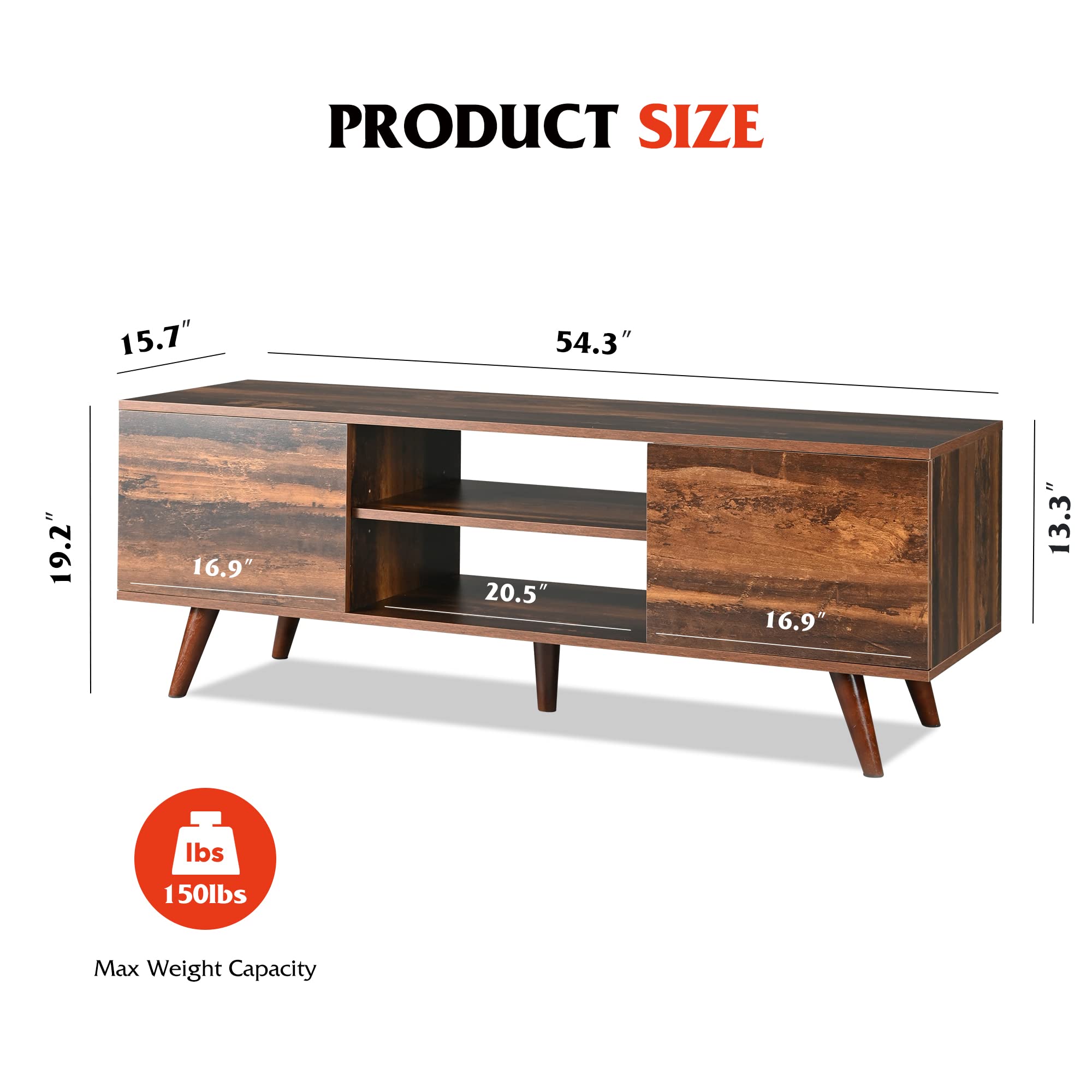 WLIVE MidCentury Modern TV Stand for 55/60 inch TV, Media Console