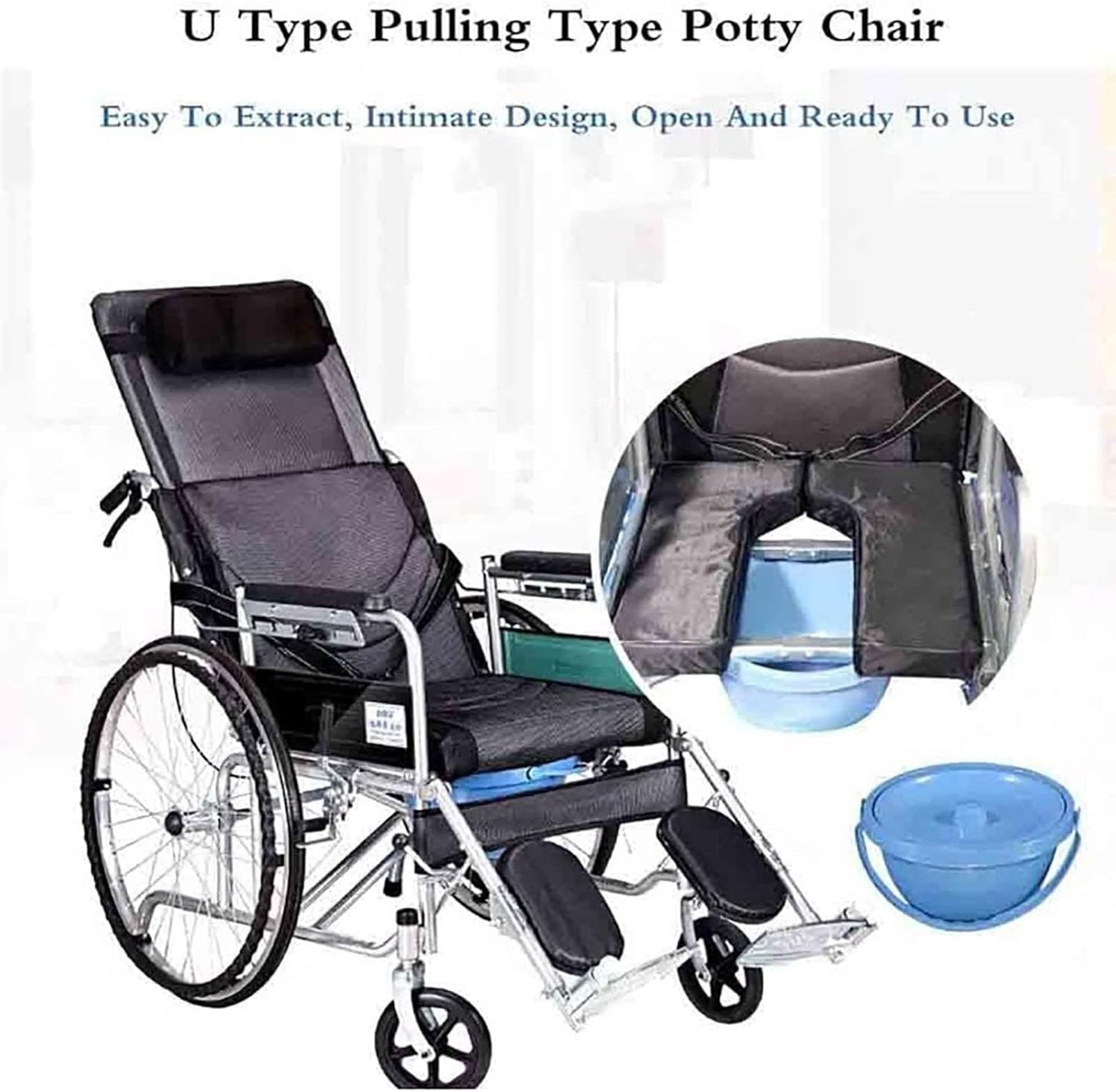 Silla de ruedas de aluminio ligera, silla de ruedas reclinable multifuncional con mesa de comedor, soporte de respaldo alto, soporta hasta 300 libras