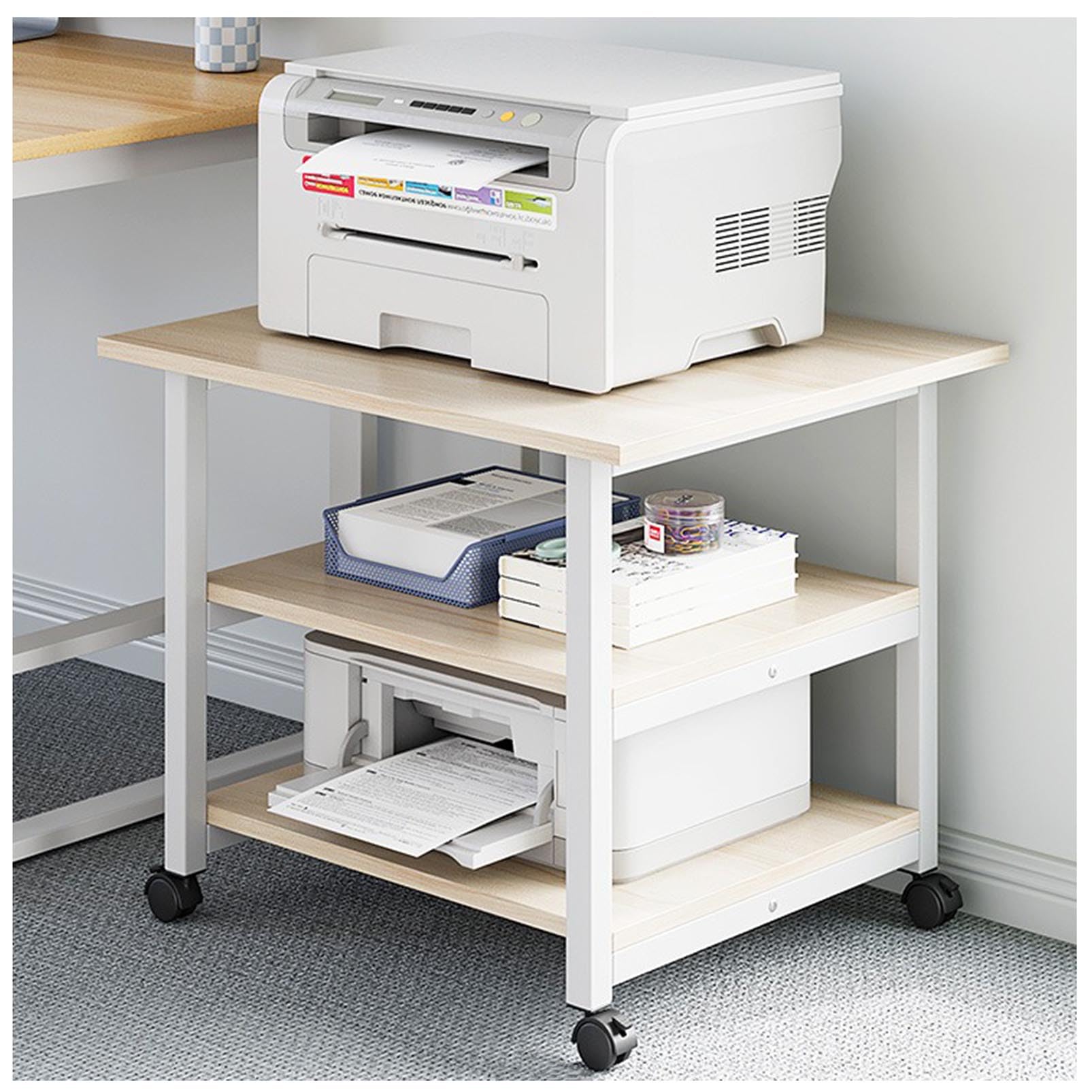 Carrito de soporte para impresora láser con ruedas, estante multiusos resistente, para copiadora, estante de microondas, soporte para trituradora y estante organizador de papel, carrito de