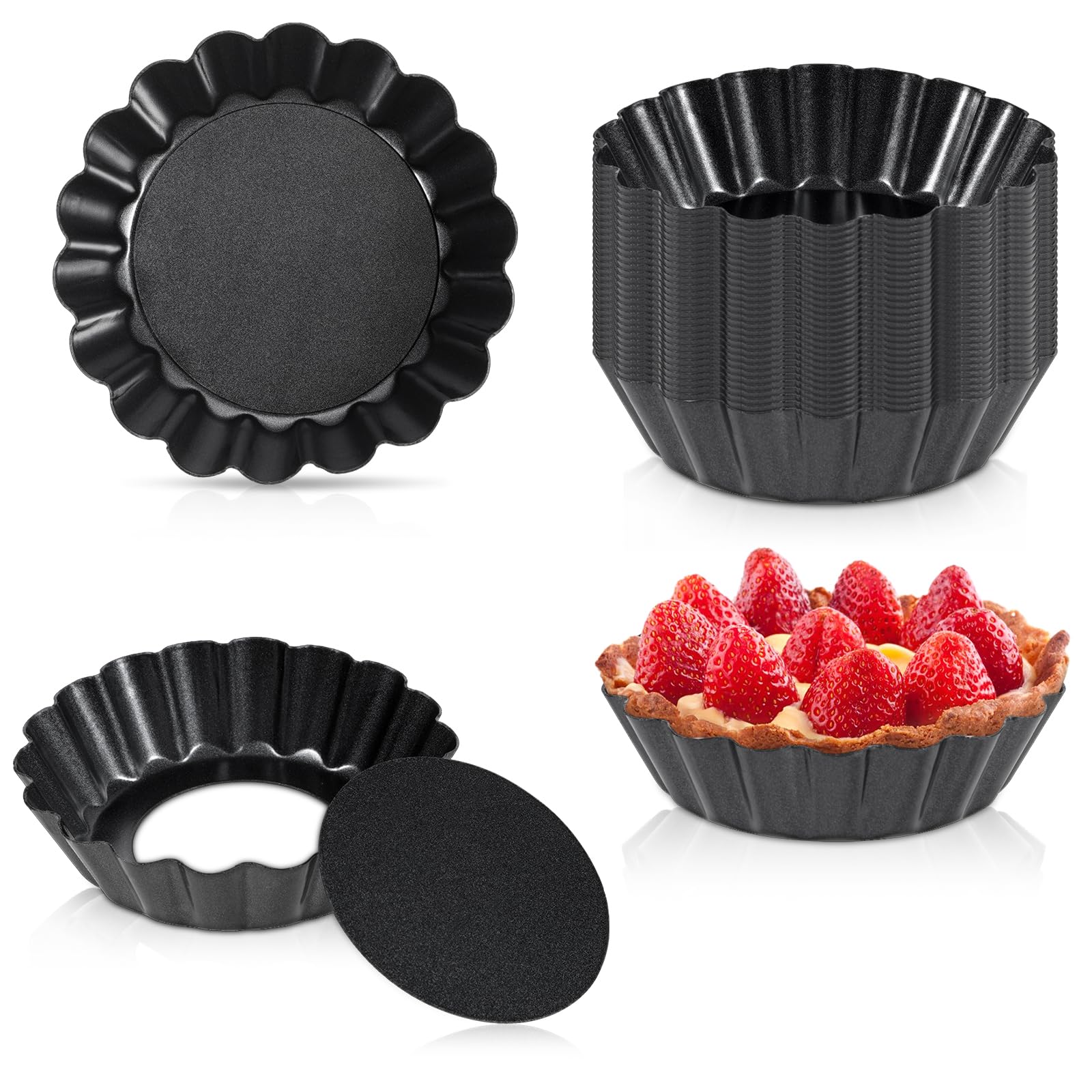 Moules à tartelettes cannelés ronds avec fond amovible pour pâtisserie maison