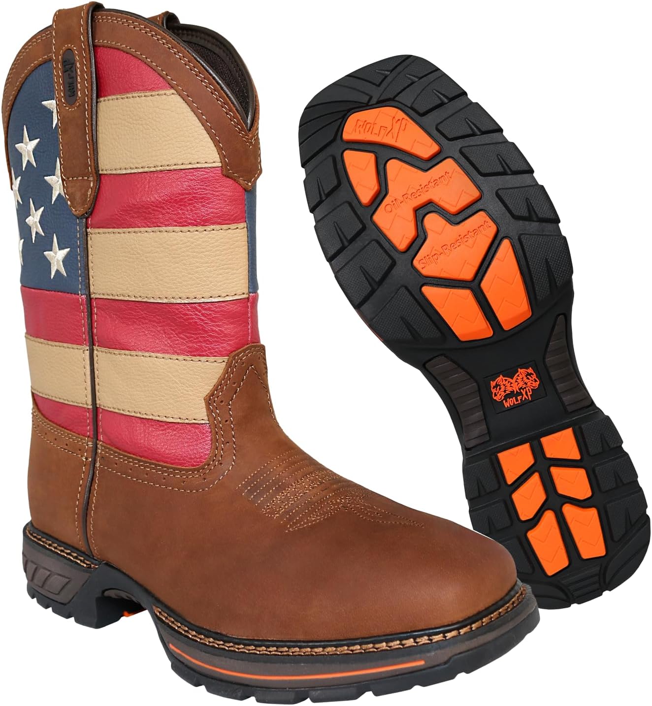 Wolf Work Boots for Men Genuine Leather, Oil and Slip Resistance - Composite Toe