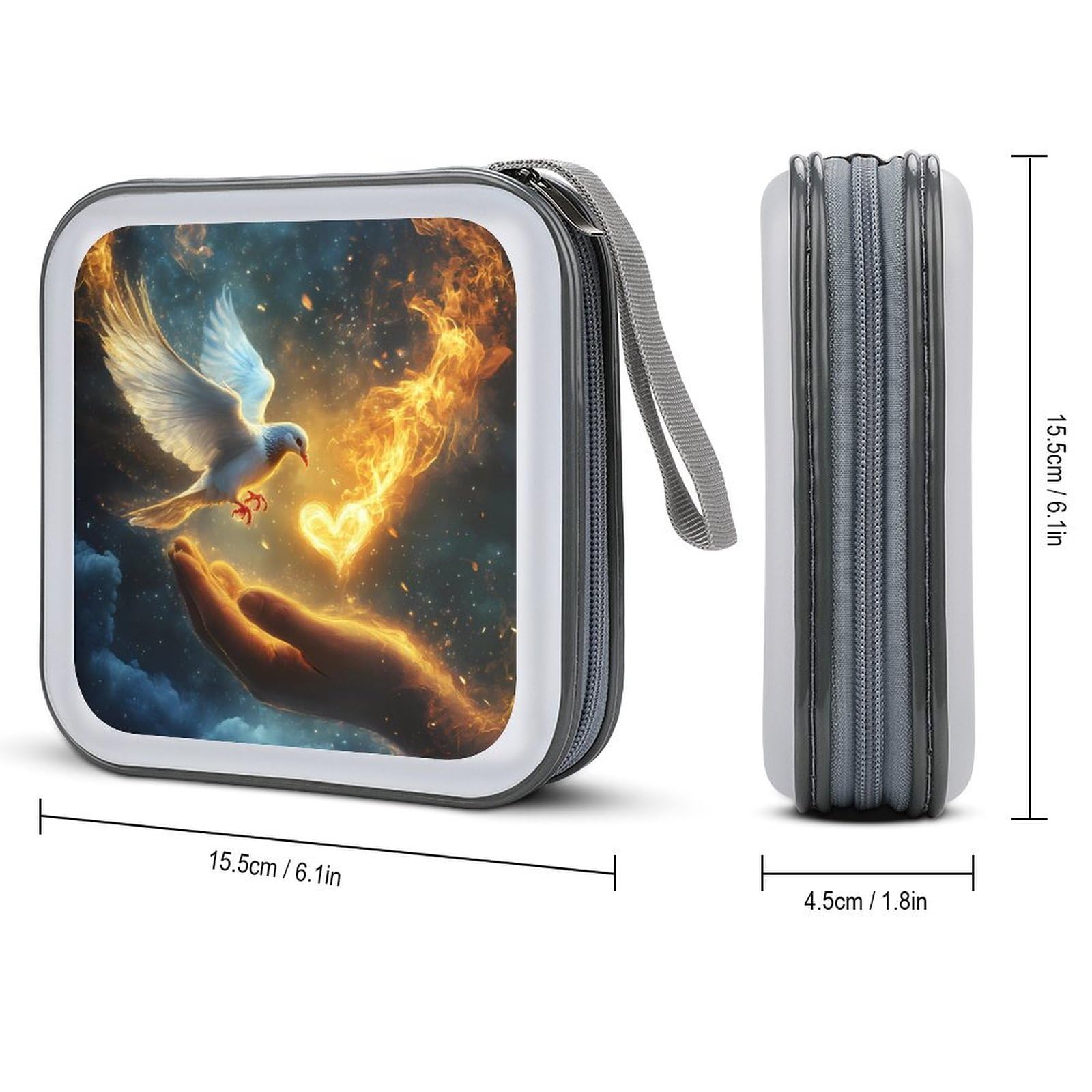 Holy Spirit Dovees CD Case Plastic DVD Case Holder Wallet Disc Storage Organizer for Car Travel