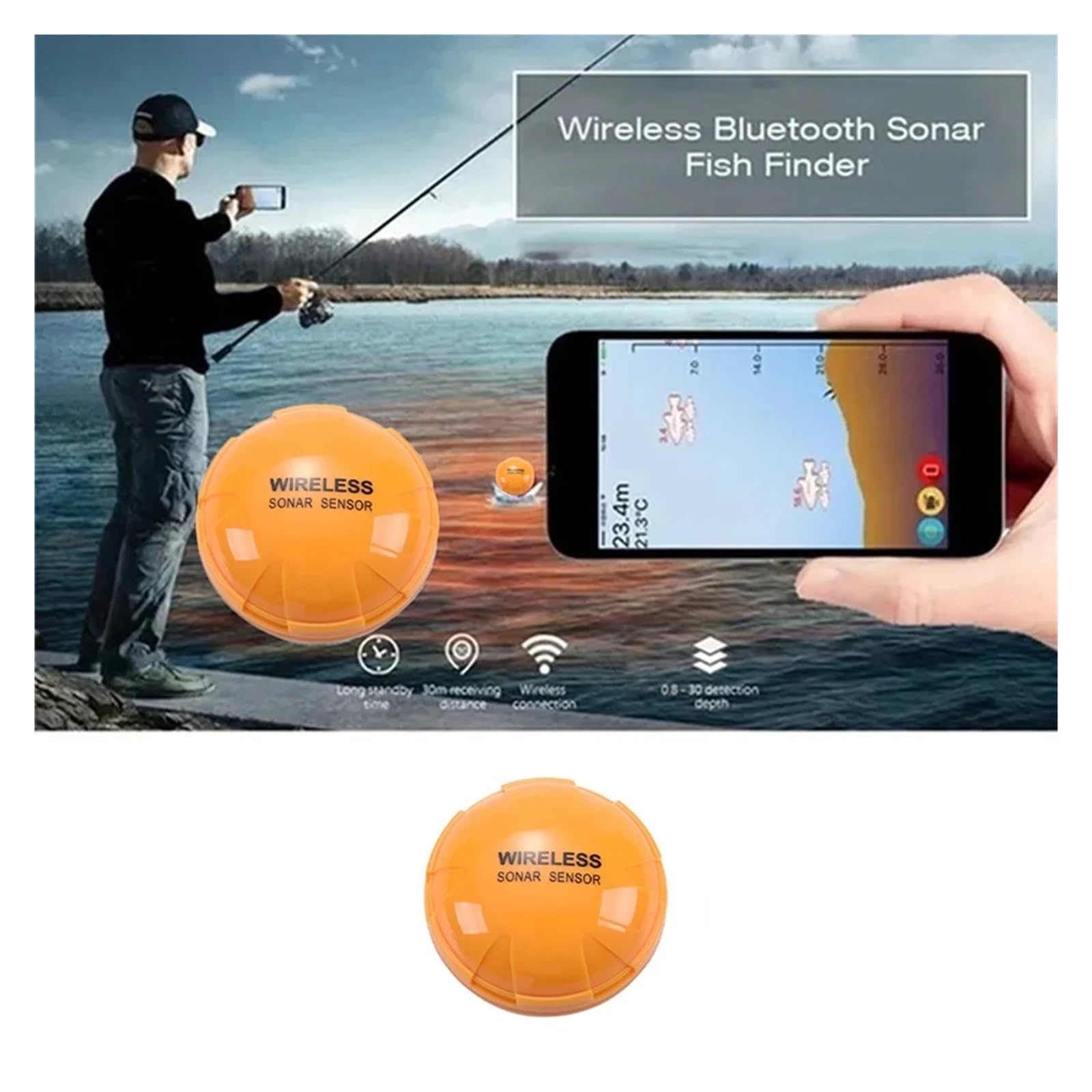 Sondeur de pêche Intelligent sans Fil Bluetooth, équipement de pêche Portable en Plein air
