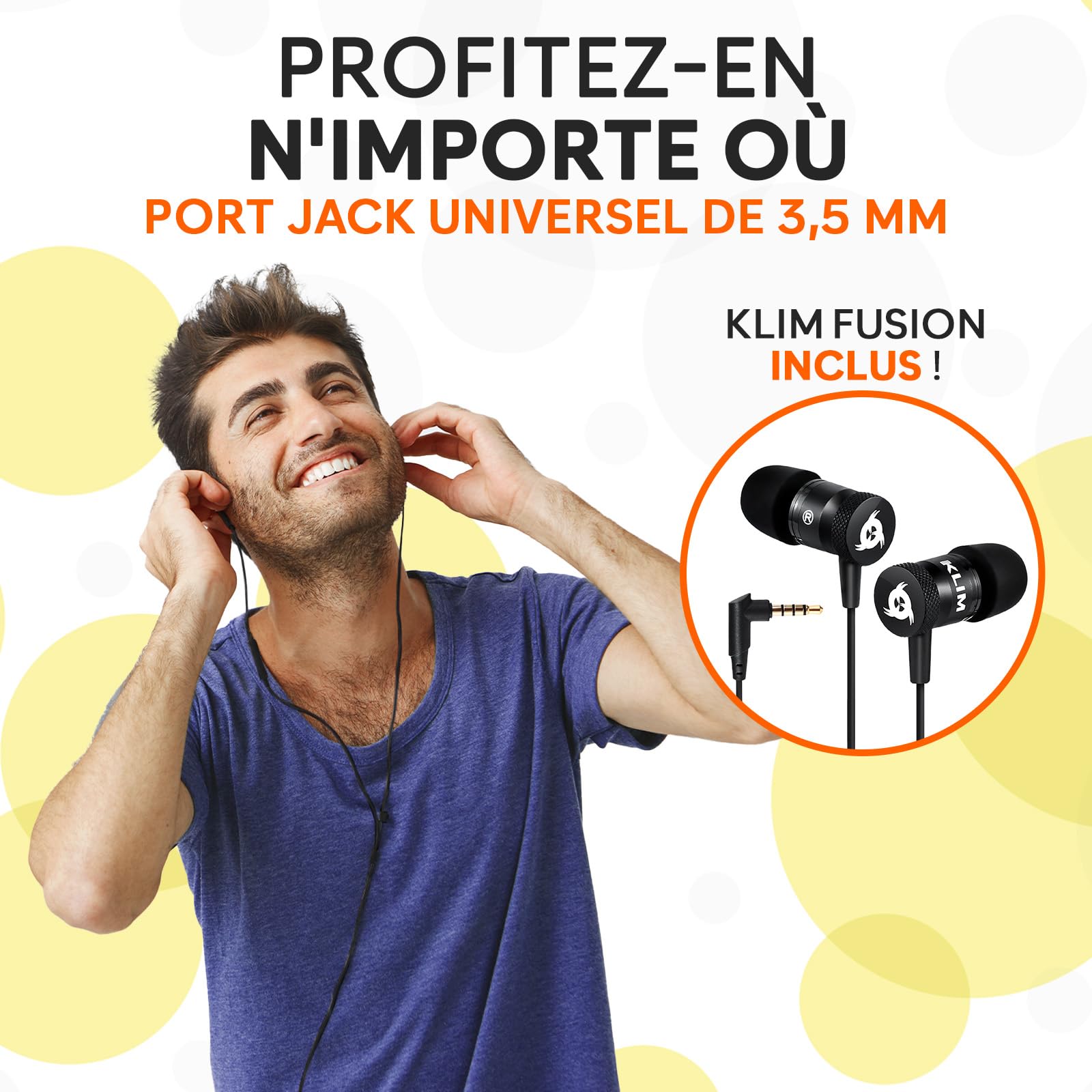 Cassette Player KLIM K7 - Lecteur Cassette Audio - Convertisseur Audio en MP3 - Microphone et Haut-Parleur intégrés - Batterie Rechargeable - Ecouteurs - Carte SD 16GB - Noir-Orange