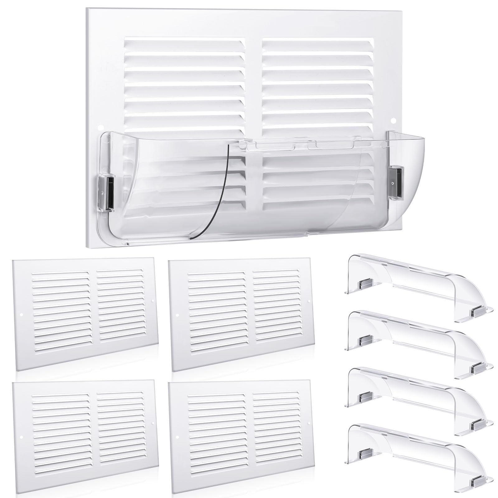 Tandefio Lüftungsgitter 4er Set – Weiß, Stahl, 35,6x15,2 Cm Passmaß, Verstellbarer Dämpfer Für Decke/Wand