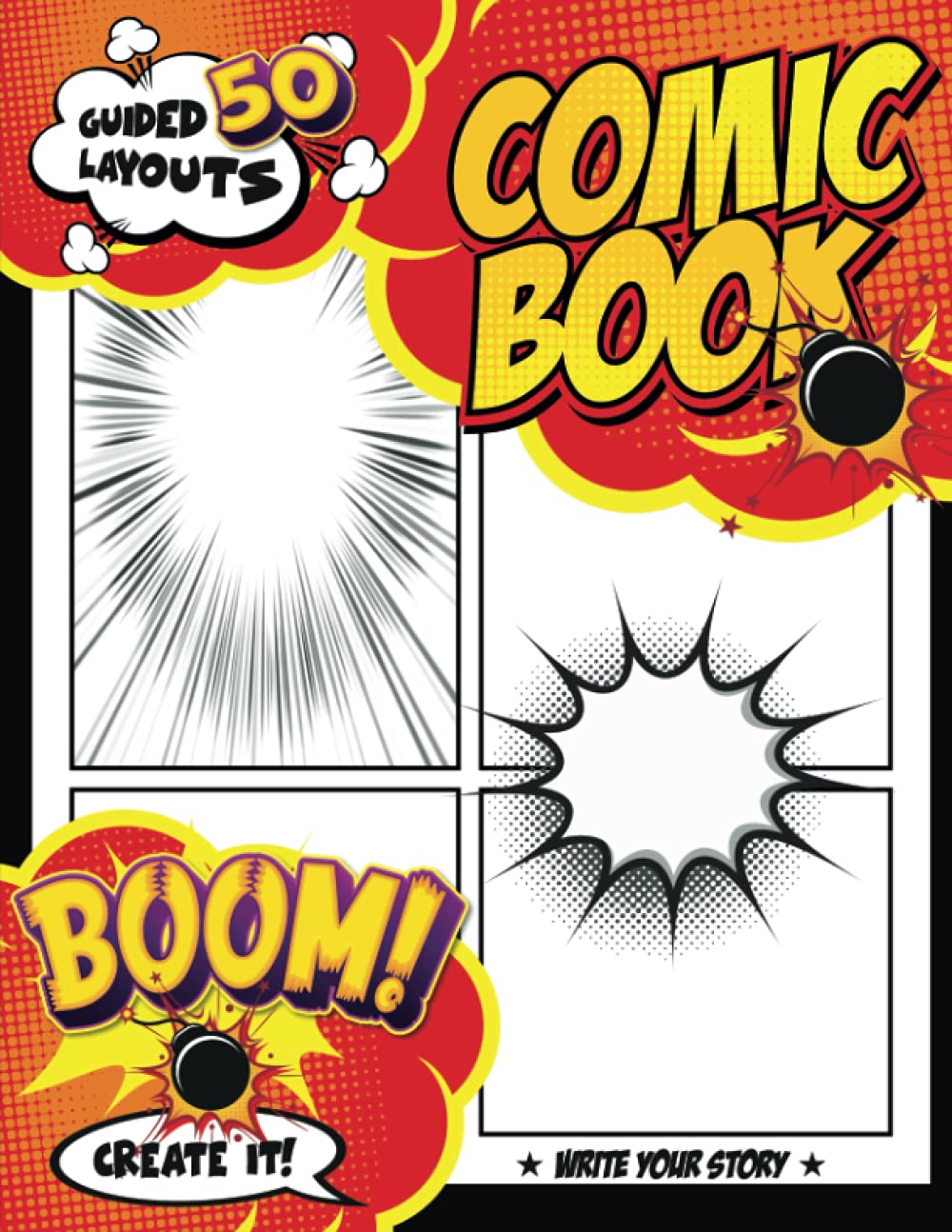 Maker Comics: Blank Comic Book Variety of Templates | 3- 6 White Panel || - Heroes Comic Template Book with Caption Bubbles & Visual Effects