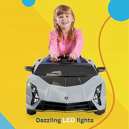 Miniatura 5 de Kidzone Lamborghini Autentica de edición limitada de 12 V, vehículo eléctrico de juguete para niños y niños pequeños, automóvil deportivo a batería