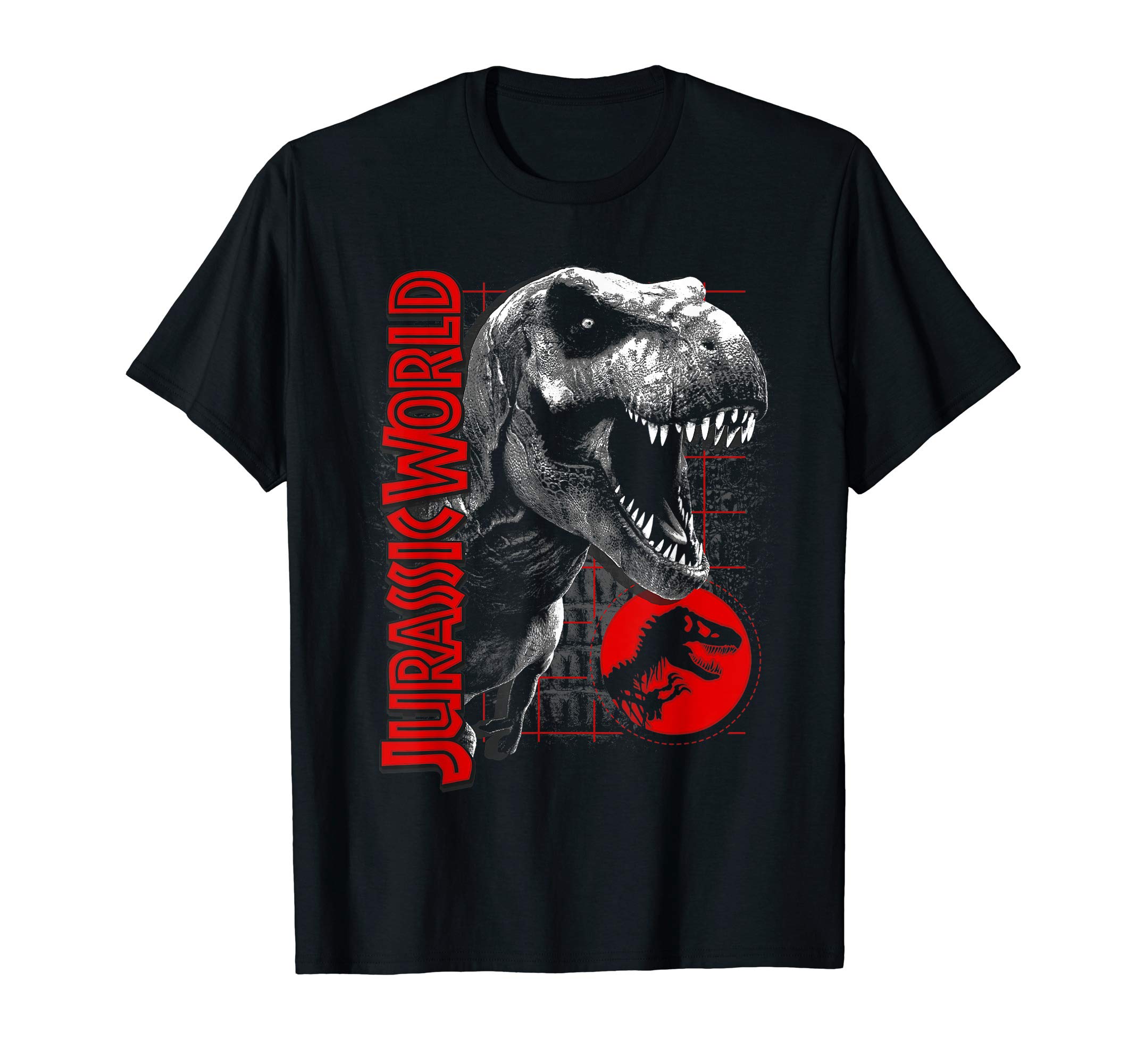 Jurassic WorldT-Rex Grid Background Logo Graphic T-Shirt T-ShirtOEKO-TEX STANDARD 100
